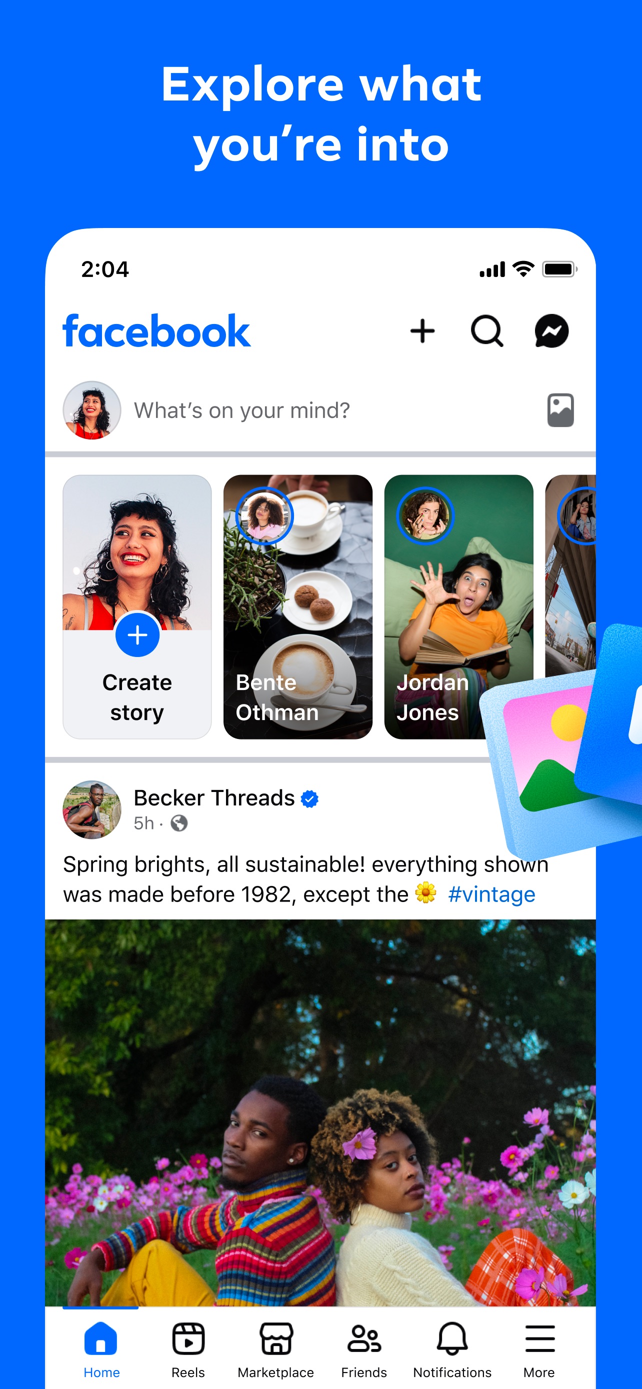 Facebook App Store screenshot: Explore what you’re into