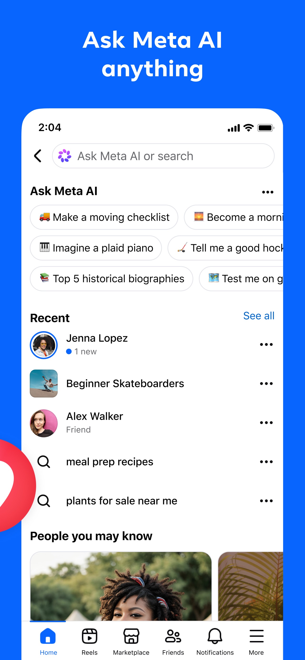 Facebook App Store screenshot: Ask Meta AI anything