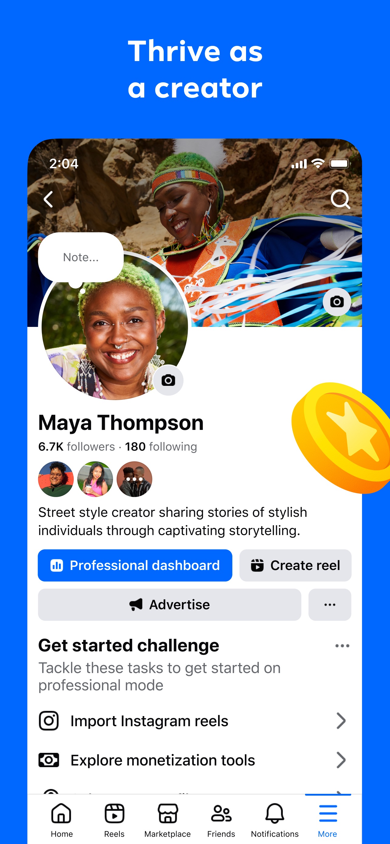 Facebook App Store screenshot 8: Thrive as a creator
