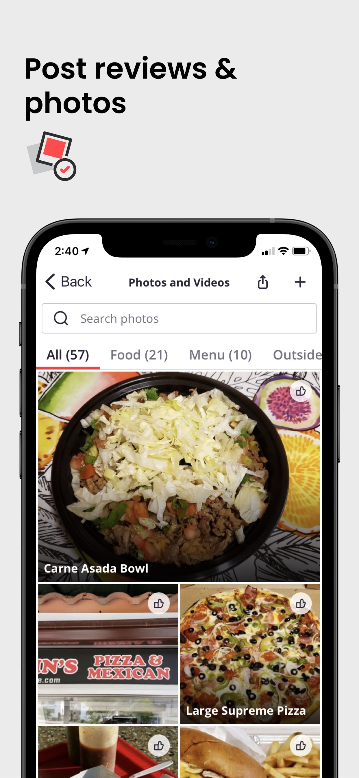 Yelp App Store screenshot 8: Post reviews & photos