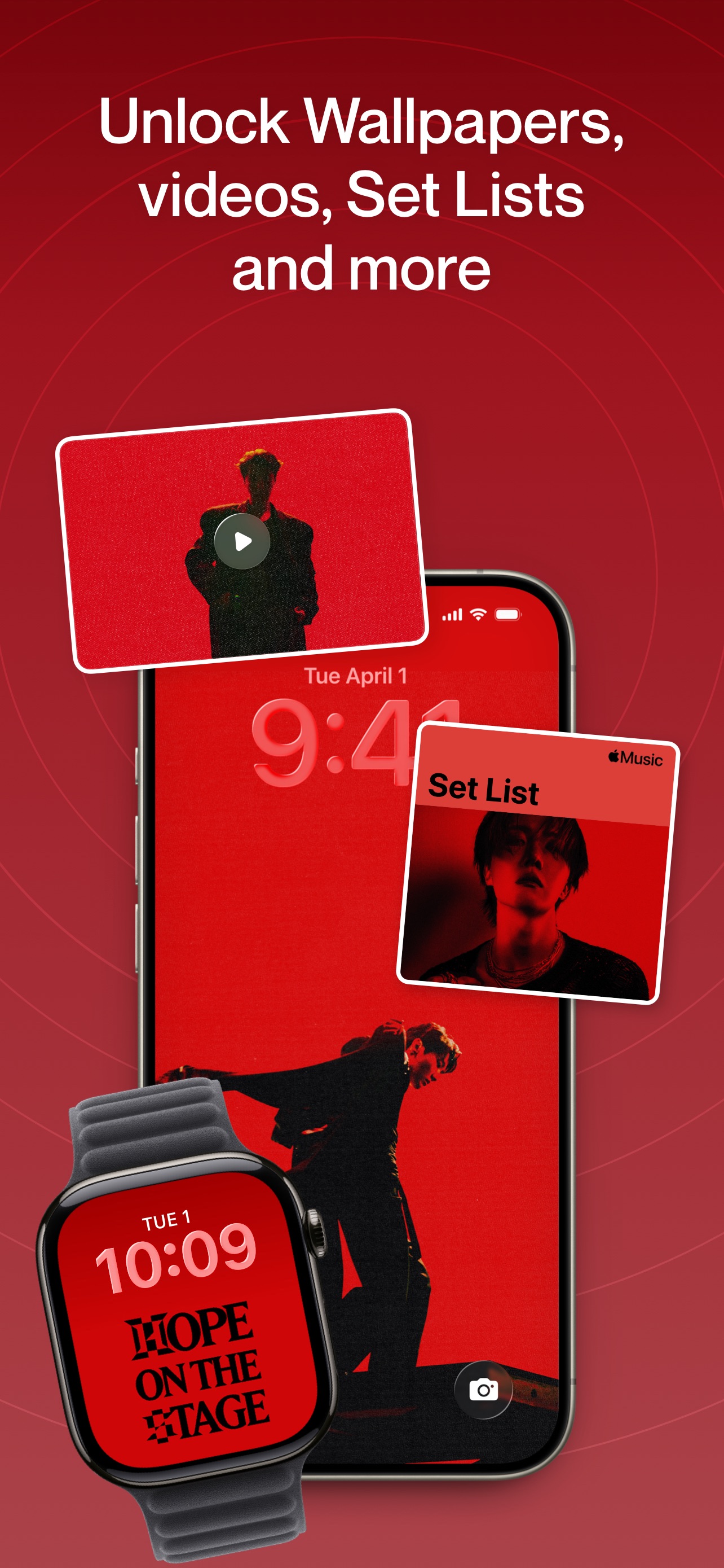 Shazam App Store screenshot 5: Unlock Wallpapers, videos, Set Lists and more
