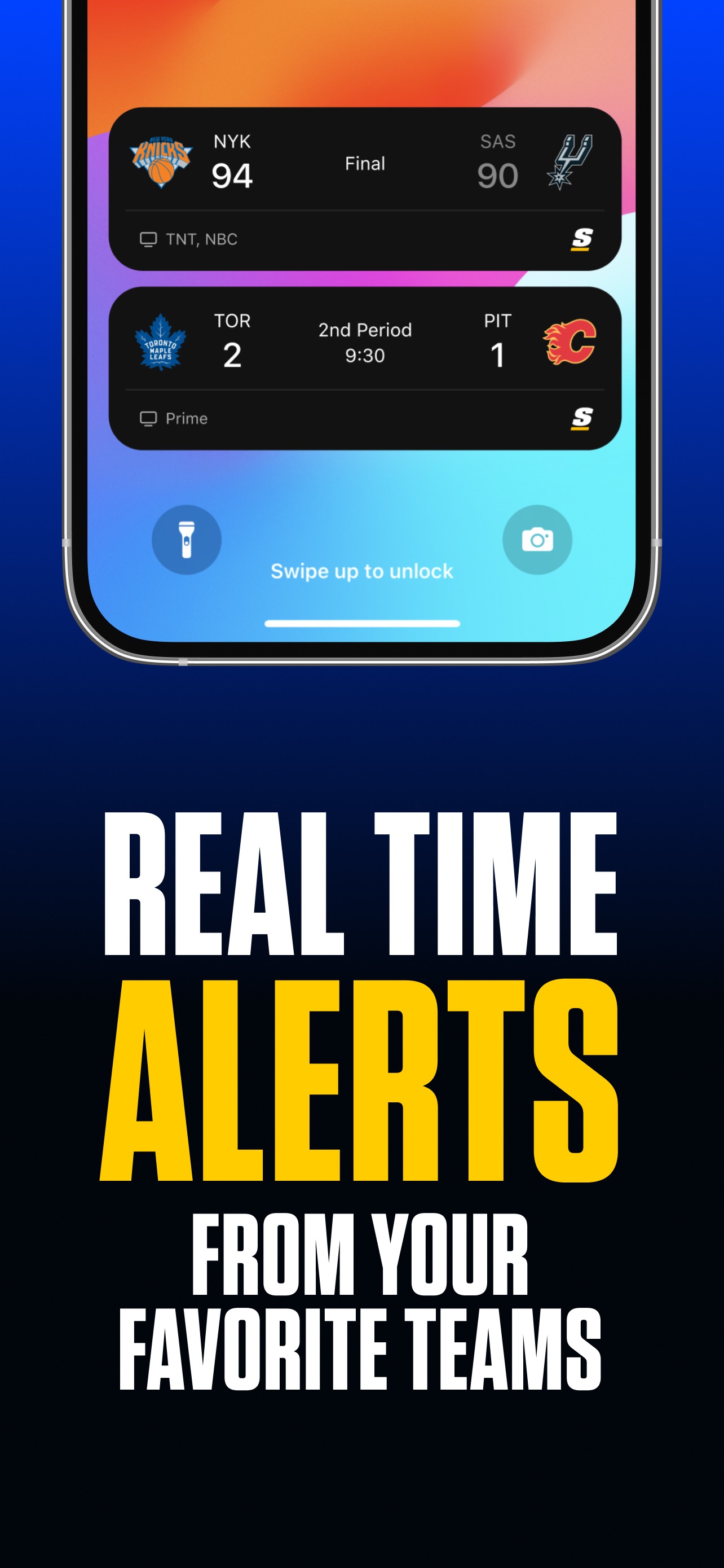 theScore App Store screenshot 8: REAL TIME ALERTS FROM YOUR FAVORITE TEAMS