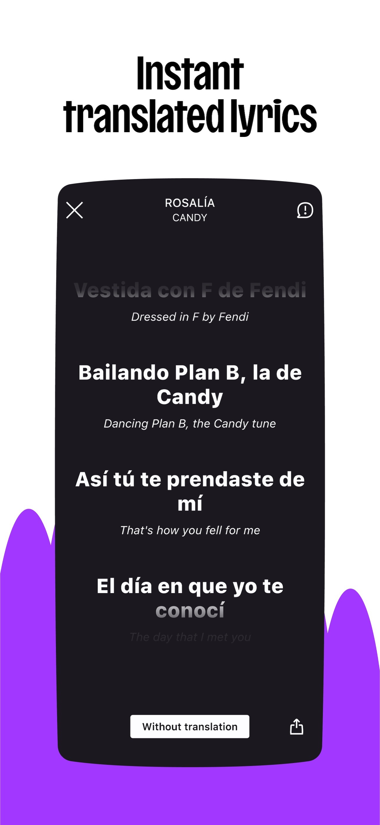 Deezer App Store screenshot 8: Instant translated lyrics