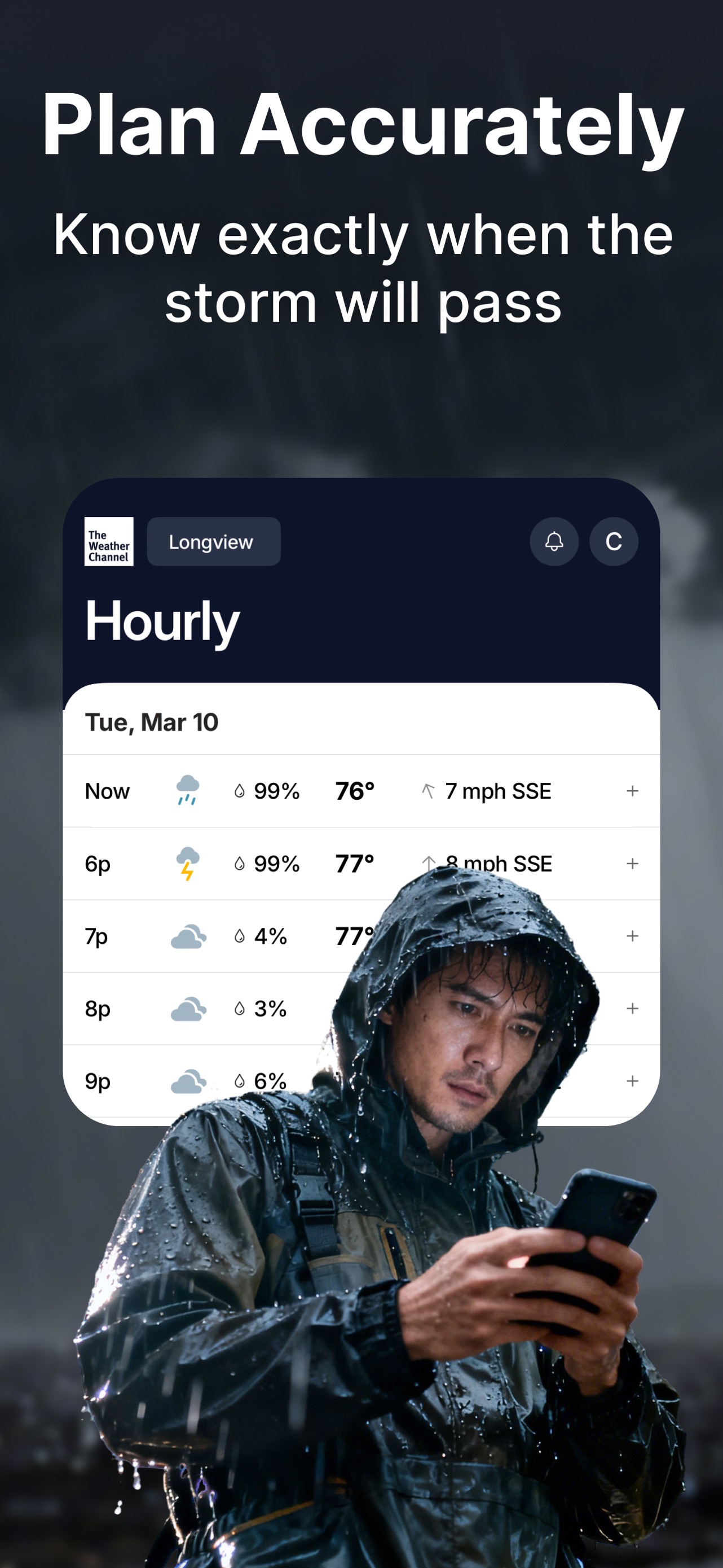 The Weather Channel App Store screenshot: Plan Accurately Know exactly when the storm will pass