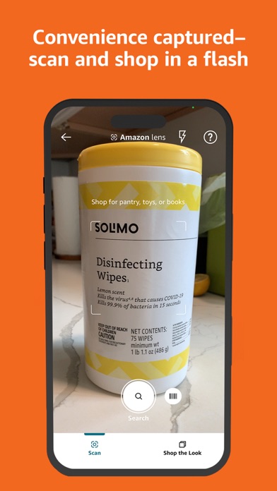 Amazon Shopping App Store screenshot: Convenience captured- scan and shop in a flash