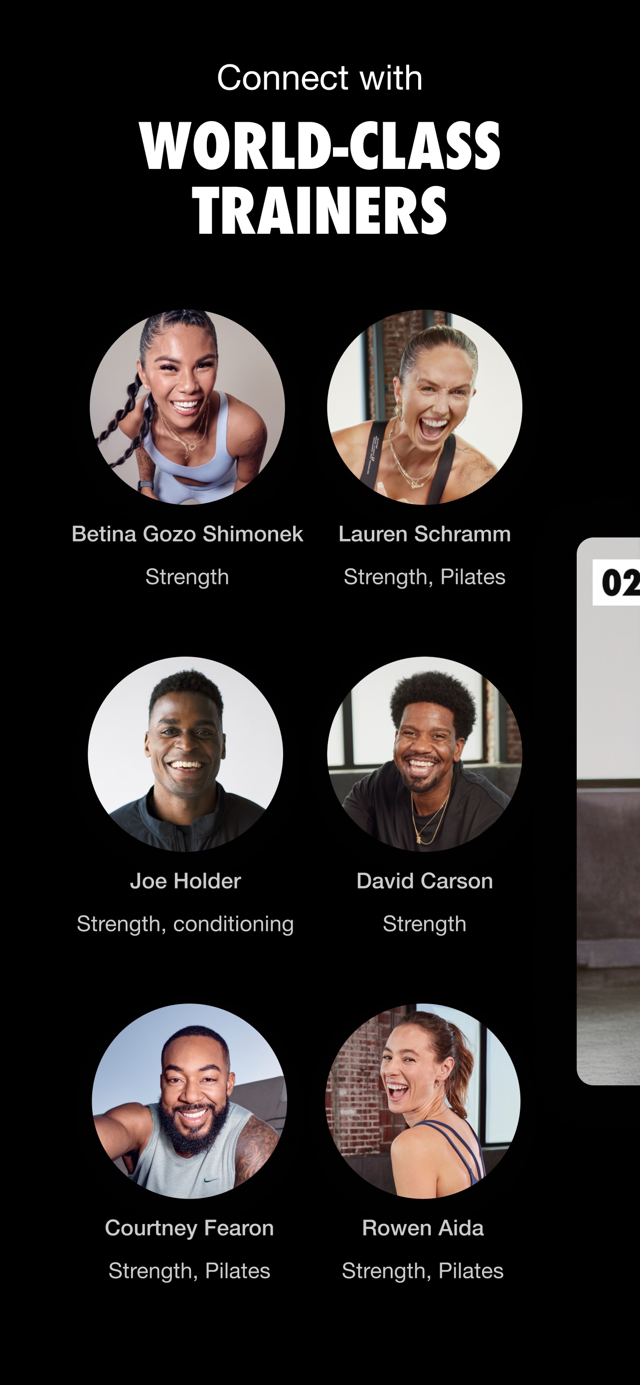 Nike Training Club App Store screenshot: Connect with WORLD-CLASS TRAINERS