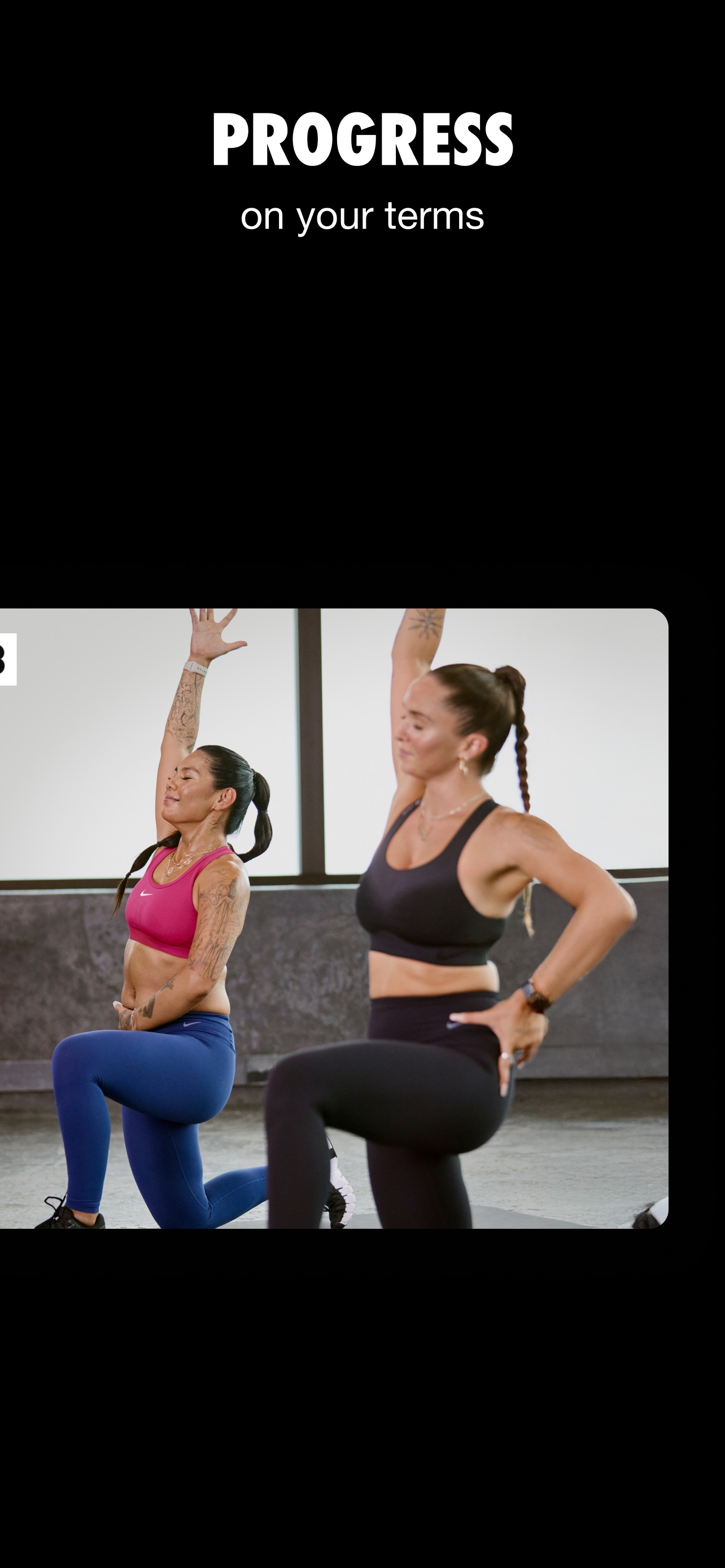 Nike Training Club App Store screenshot: PROGRESS on your terms