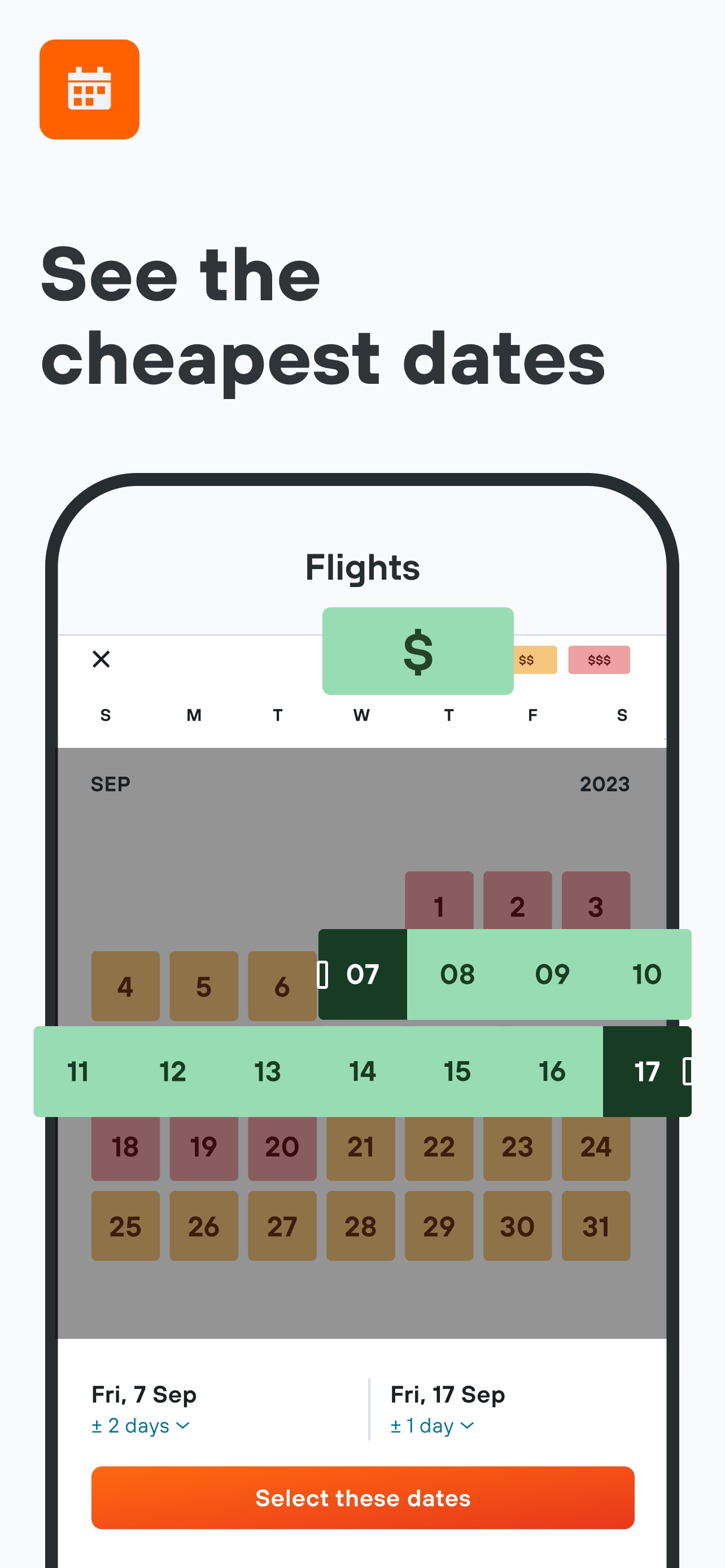 KAYAK App Store screenshot: See the cheapest dates