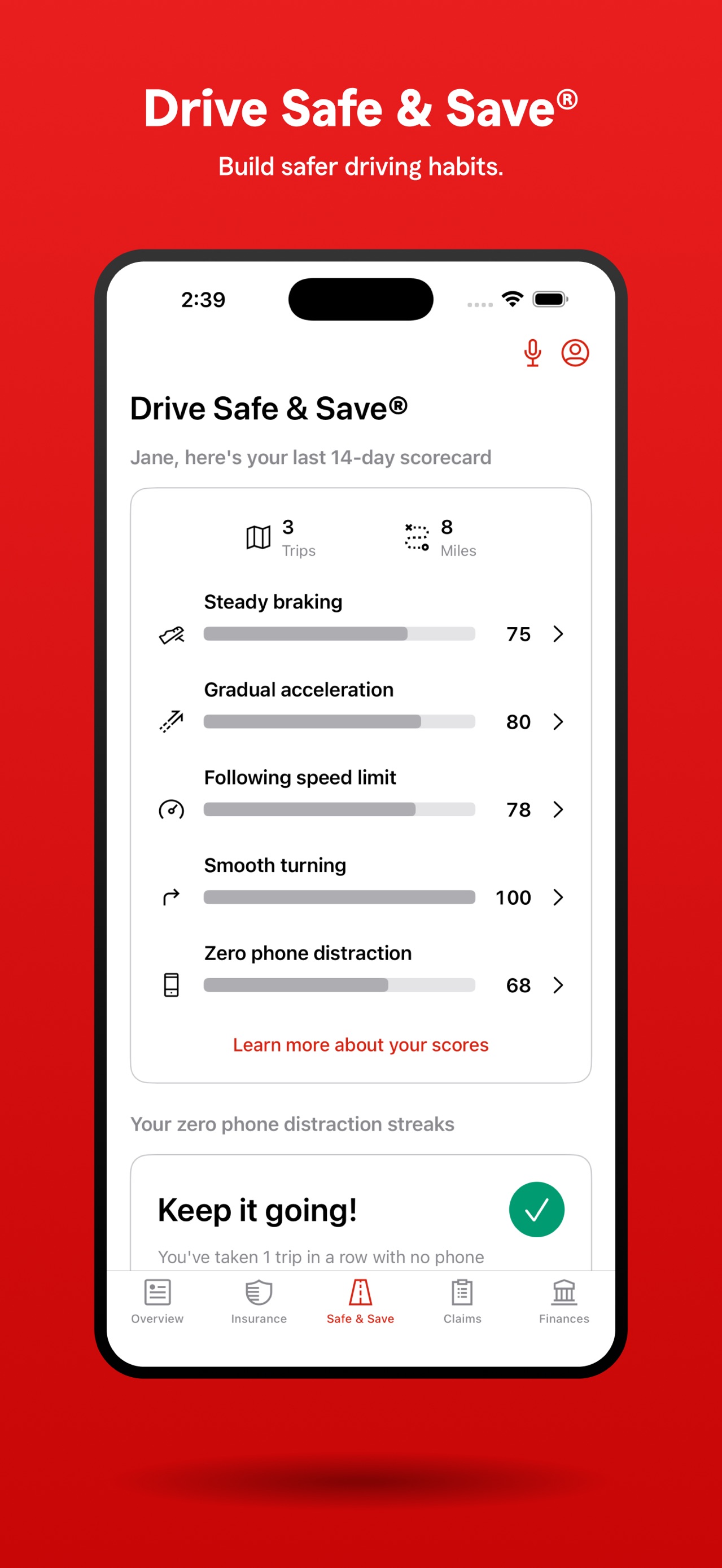State Farm App Store screenshot: Drive Safe & Save®
Build safer driving habits.