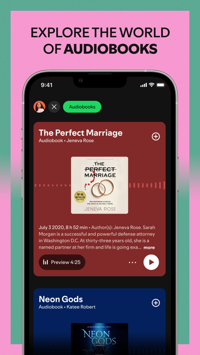 Spotify App Store screenshot: EXPLORE THE WORLD OF AUDIOBOOKS