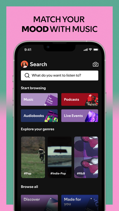 Spotify App Store screenshot 6: MATCH YOUR MOOD WITH MUSIC