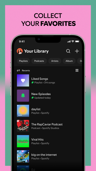 Spotify App Store screenshot 7: COLLECT YOUR FAVORITES