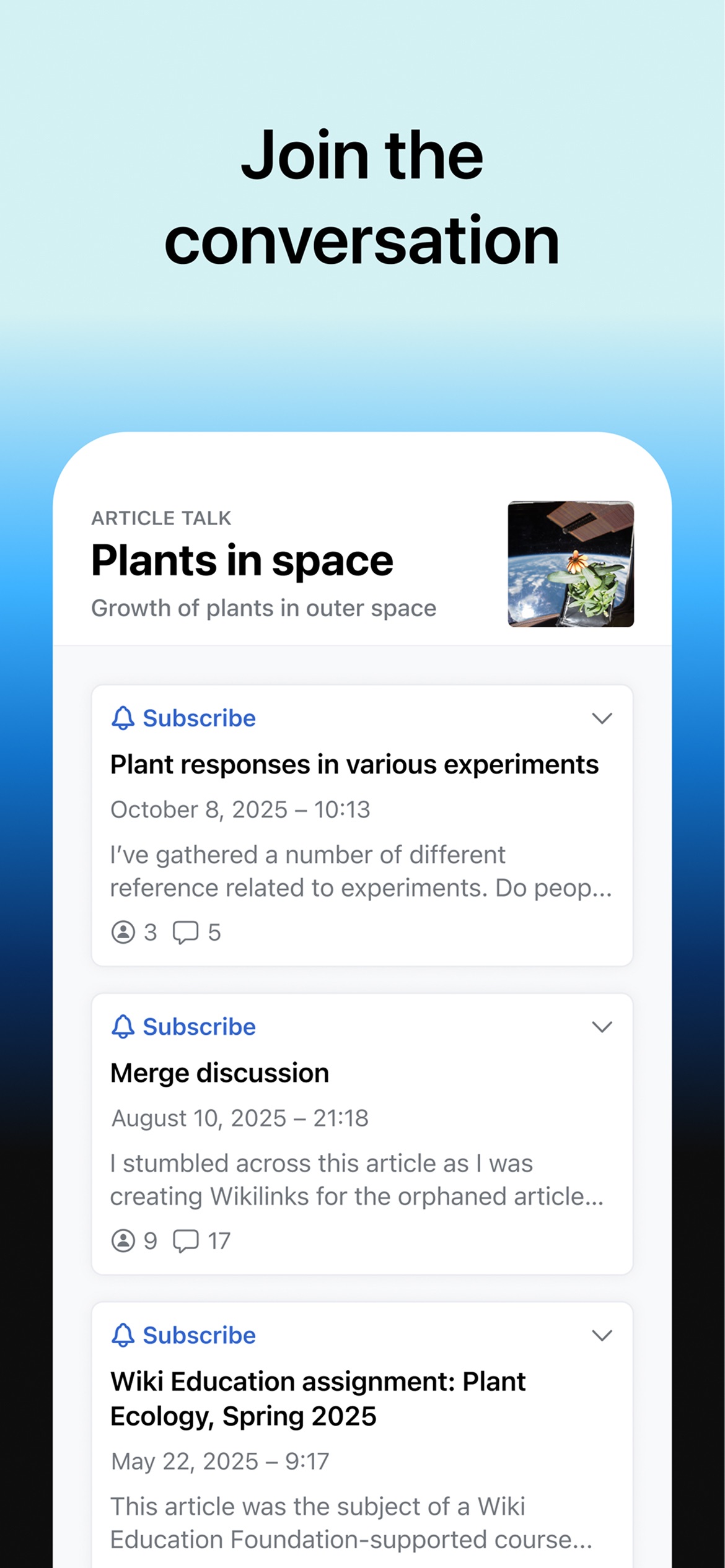 Wikipedia App Store screenshot 8: Join the conversation