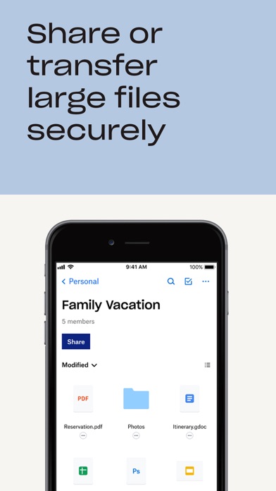 Dropbox App Store screenshot 5: Share or transfer large files securely