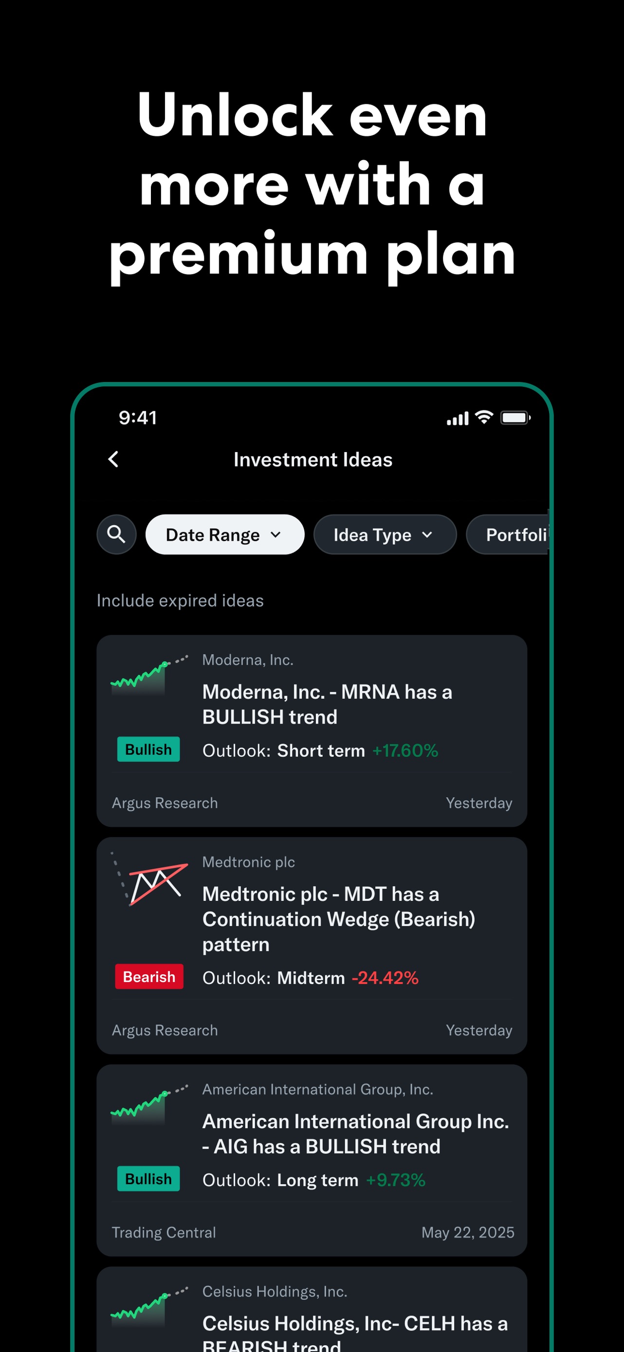 Yahoo Finance App Store screenshot 5: Unlock even more with a premium plan