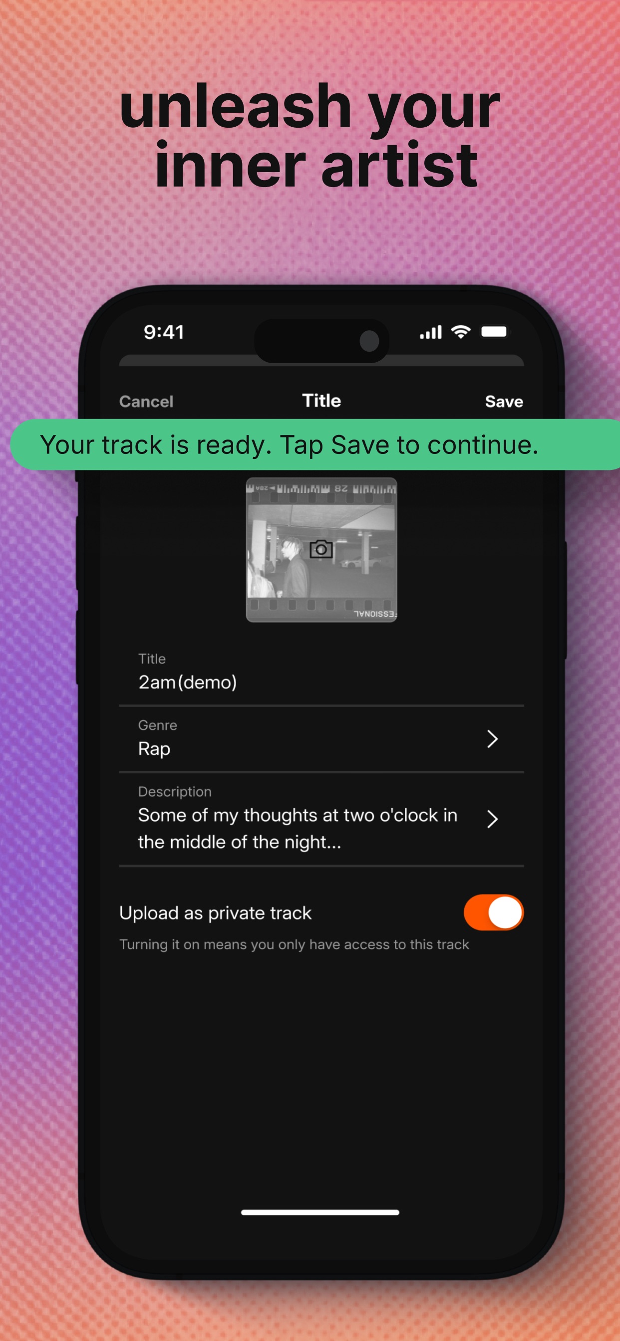 SoundCloud App Store screenshot: unleash your inner artist