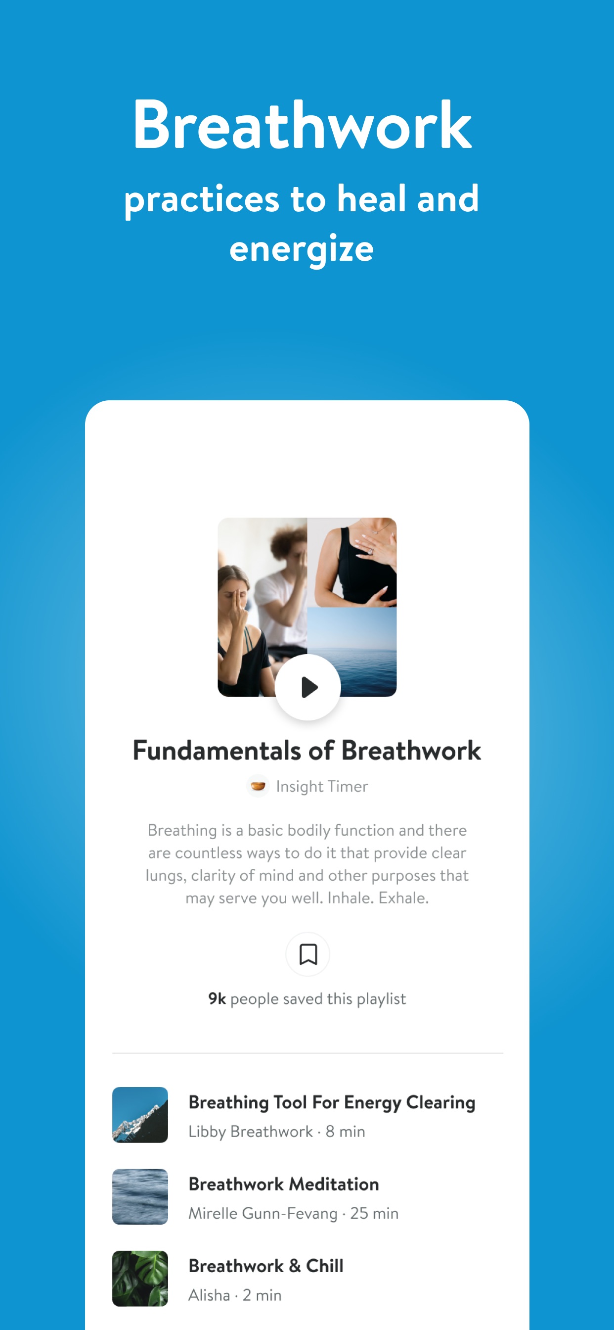 Insight Timer App Store screenshot 5: Breathwork practices to heal and energize