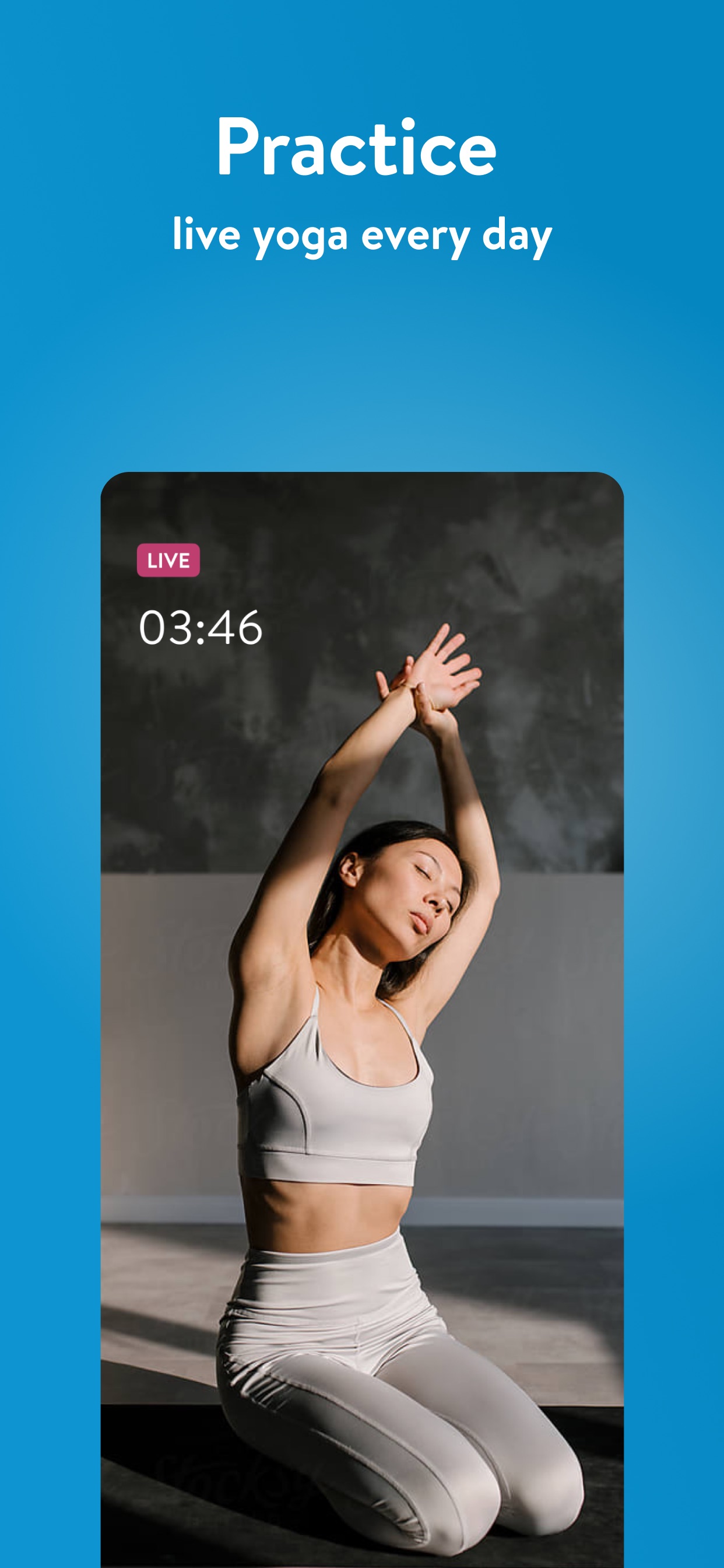 Insight Timer App Store screenshot: Practice live yoga every day
