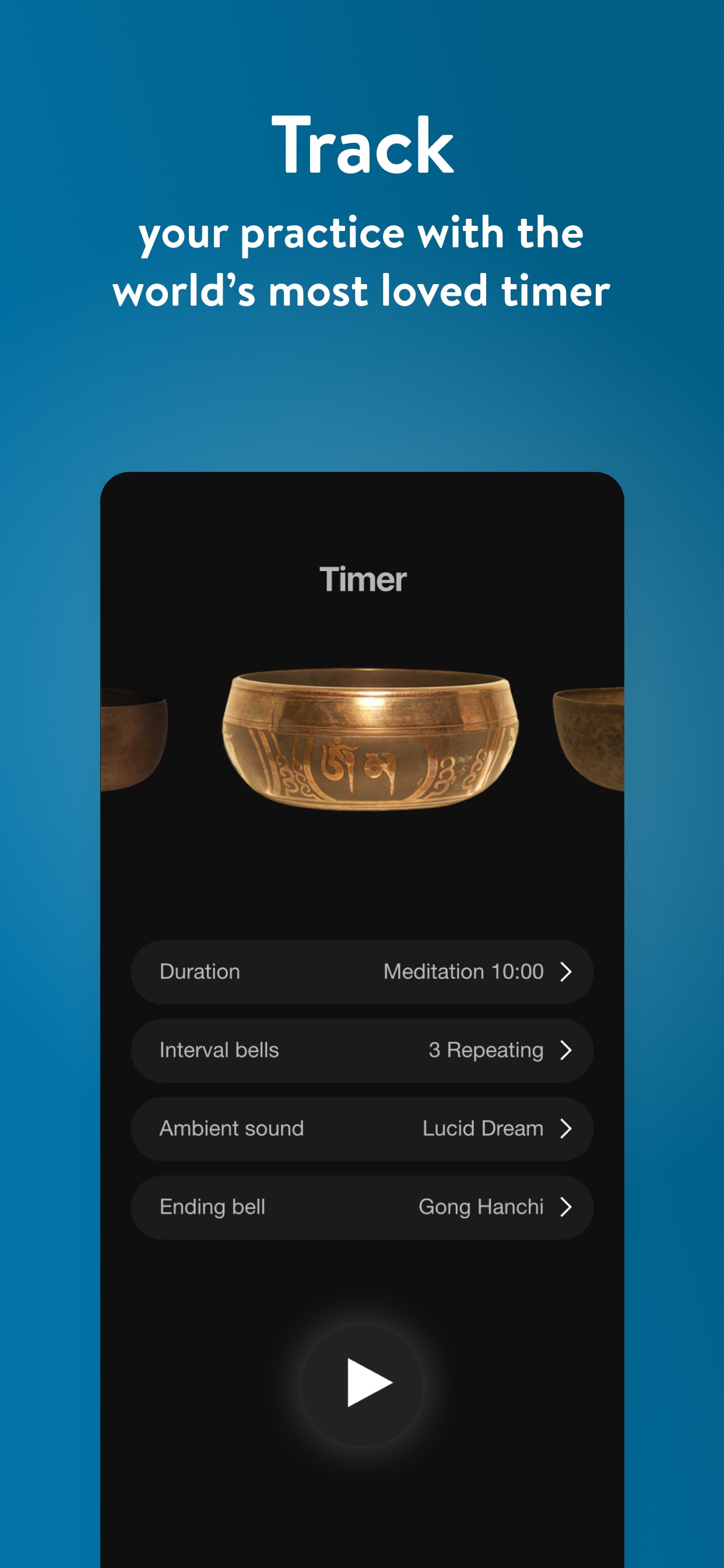 Insight Timer App Store screenshot: Track your practice with the world’s most loved timer