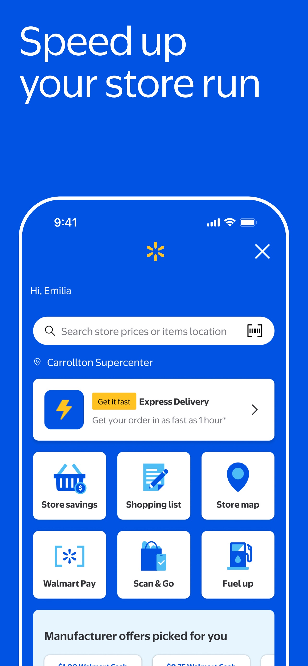 Walmart App Store screenshot: Speed up your store run