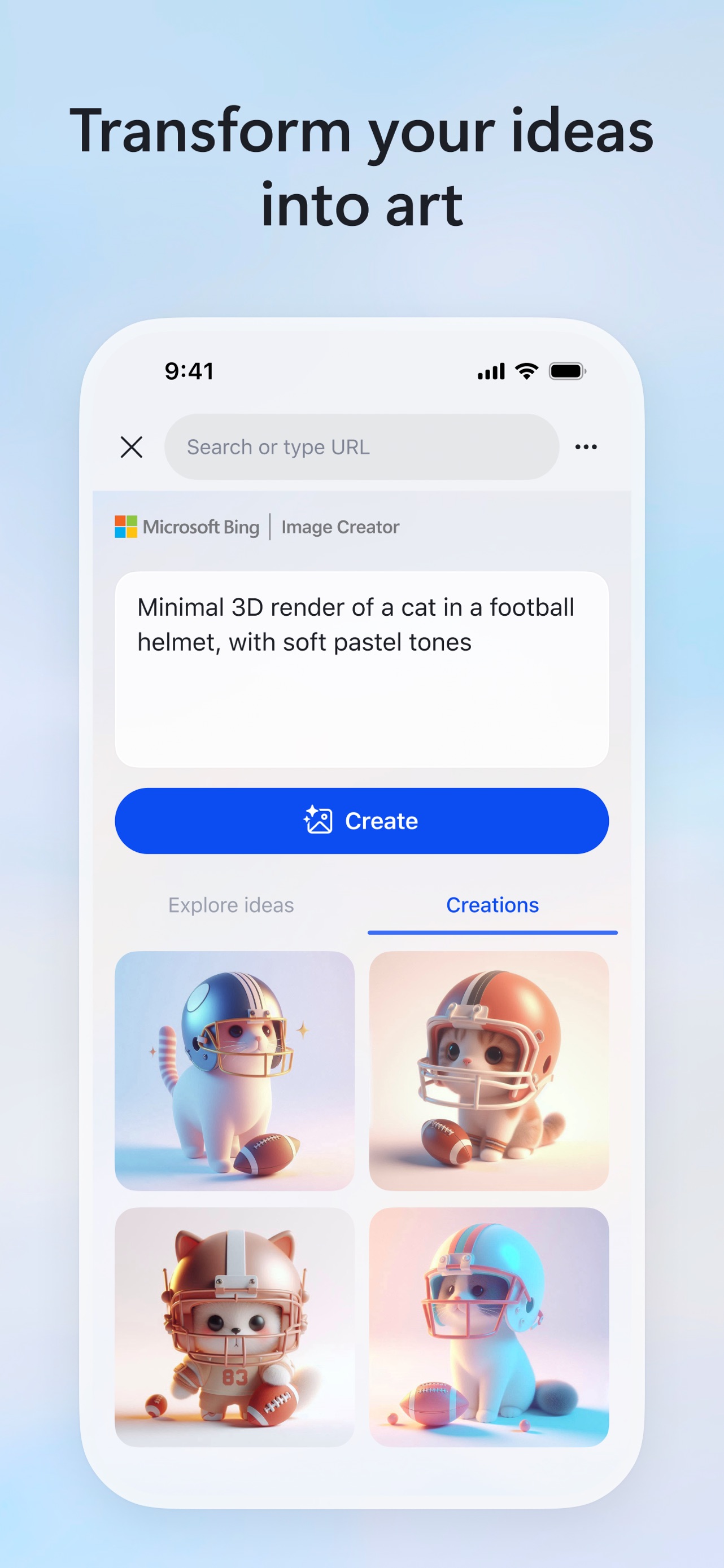 Bing App Store screenshot 5: Transform your ideas into art