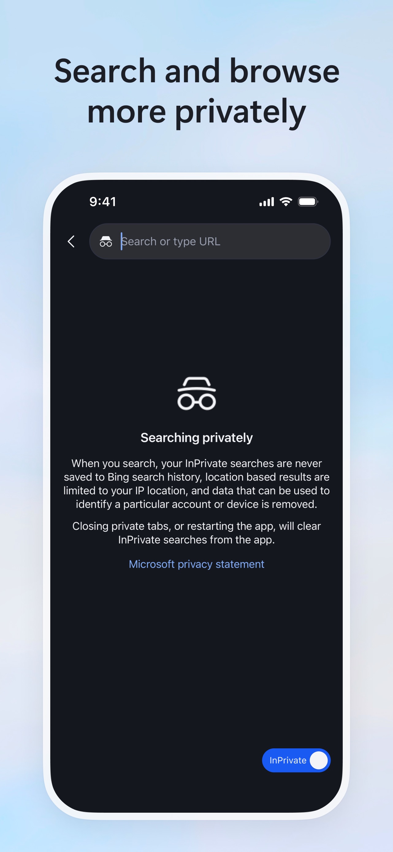 Bing App Store screenshot 6: Search and browse more privately
