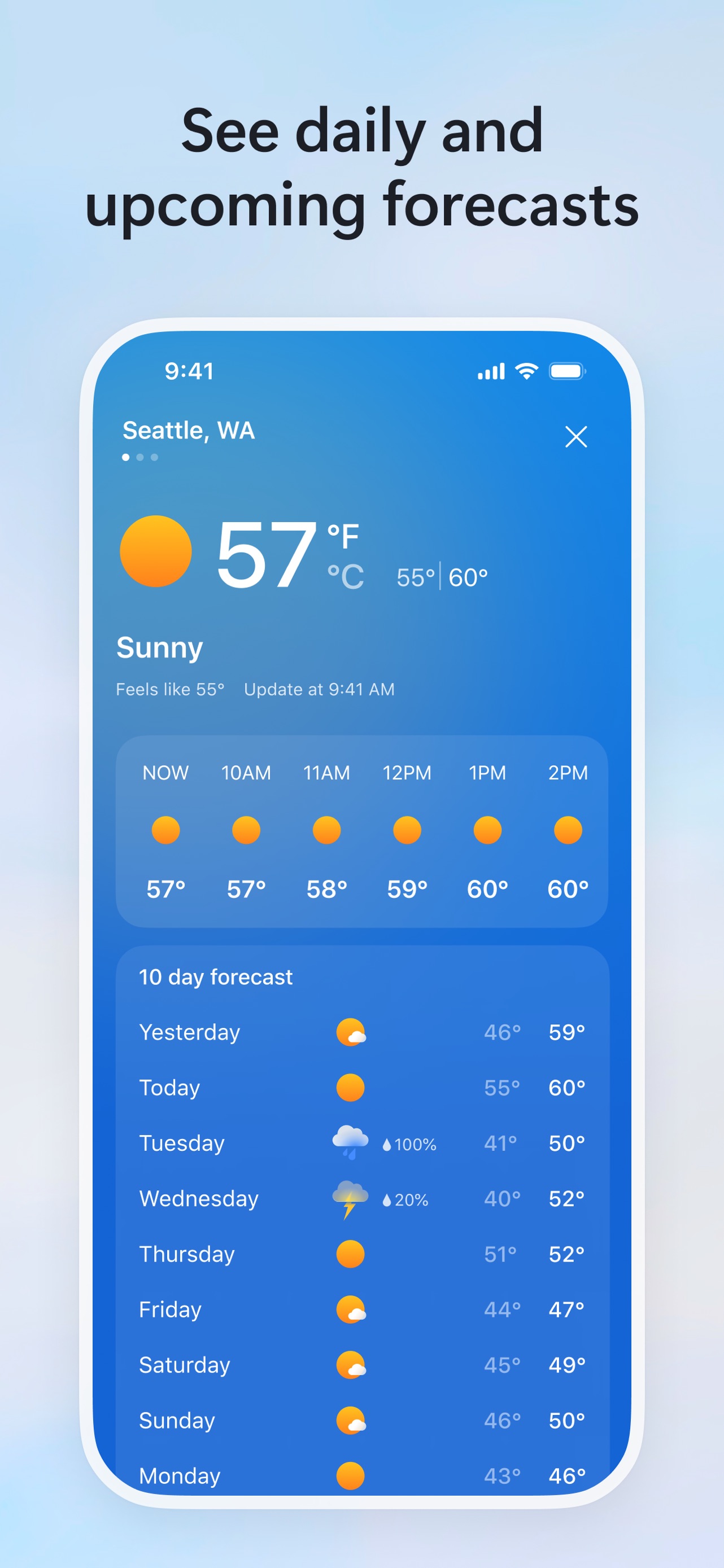 Bing App Store screenshot 9: See daily and upcoming forecasts