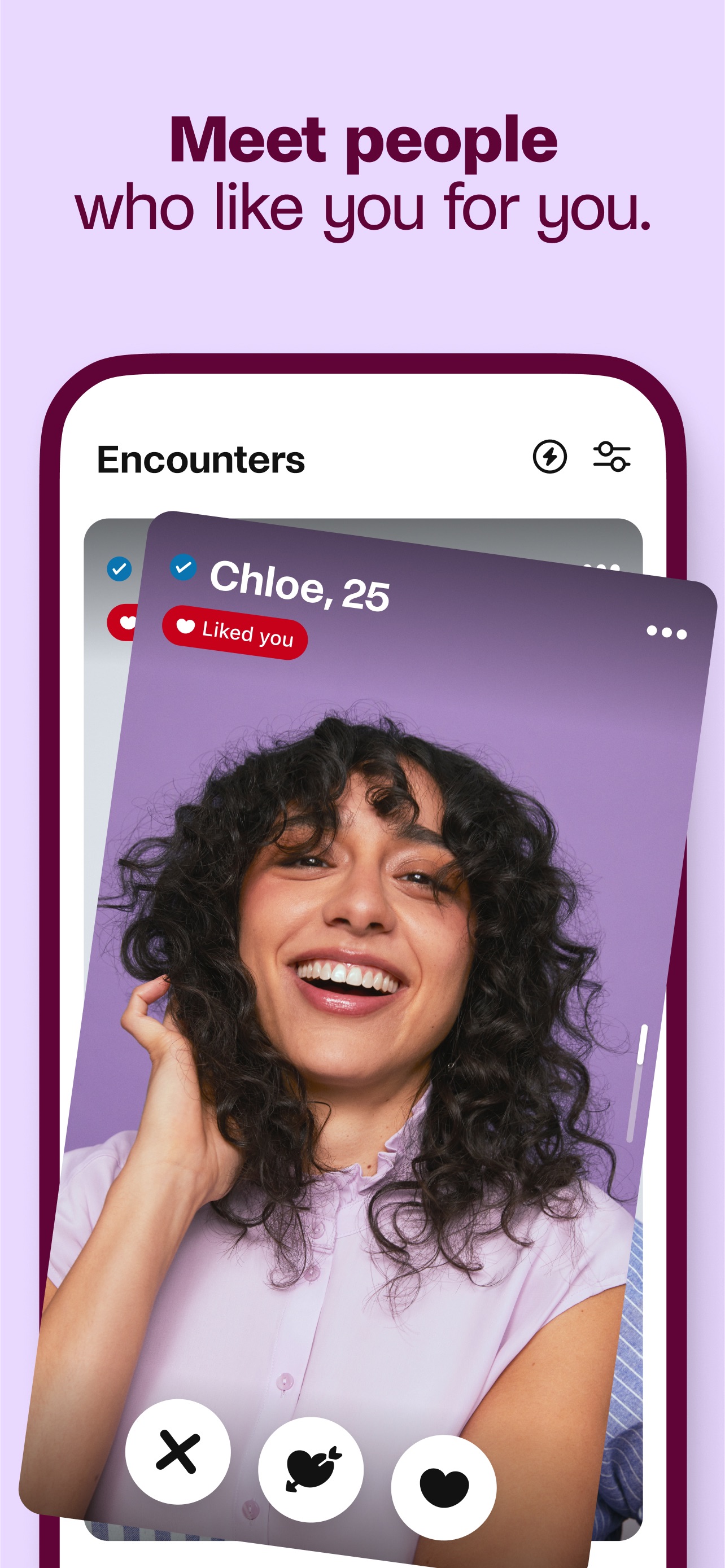 Badoo App Store screenshot: Meet people who like you for you.