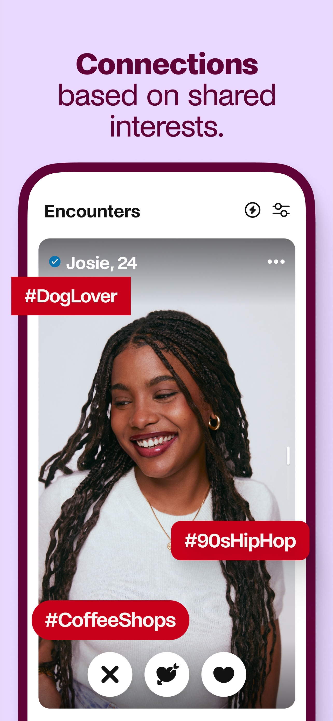 Badoo App Store screenshot 5: Connections based on shared interests.
