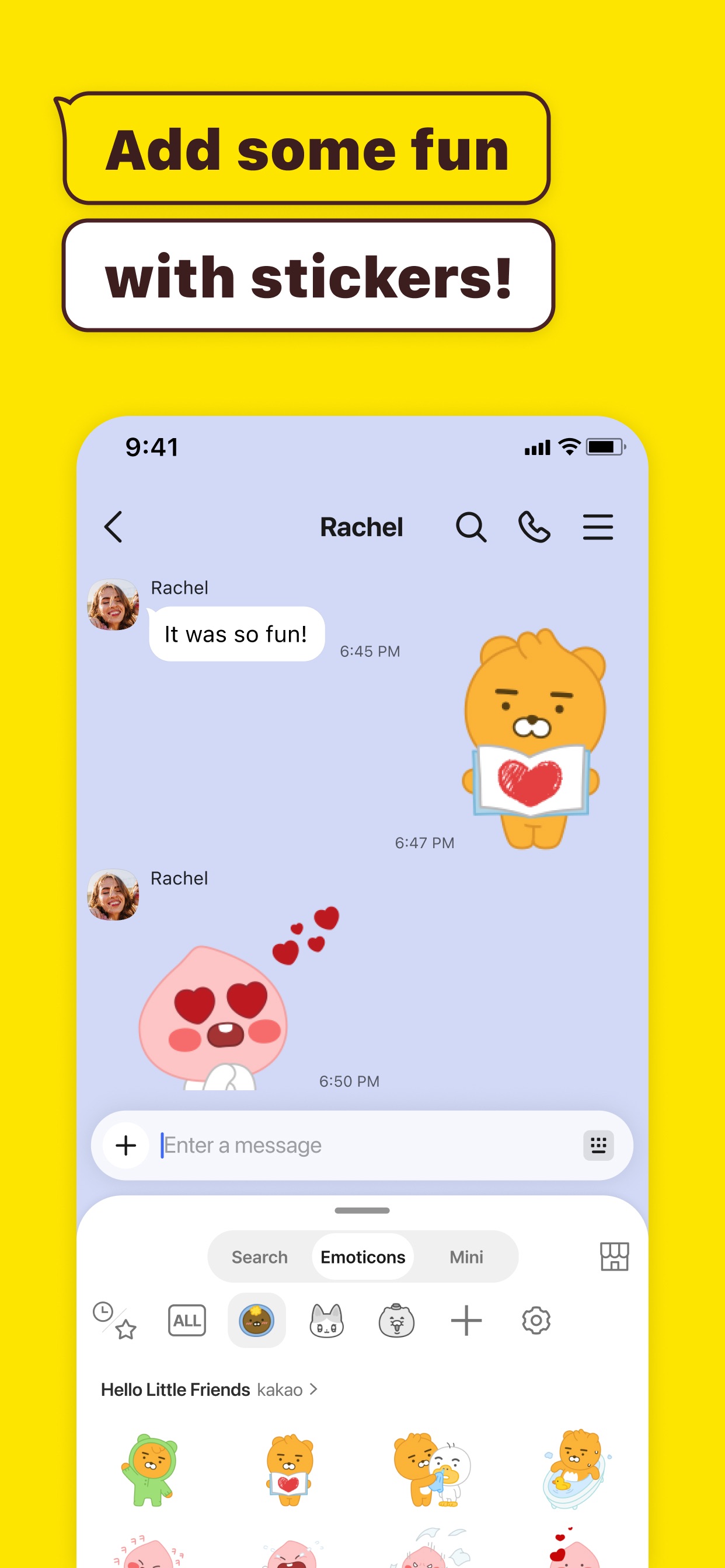 KakaoTalk App Store screenshot: Add some fun with stickers!