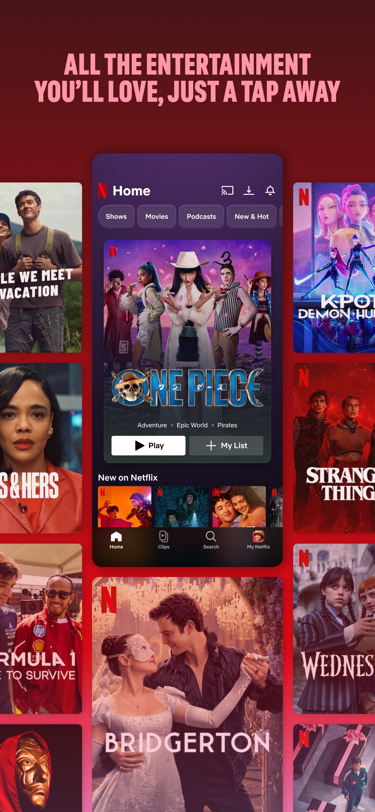 Netflix App Store screenshot: ALL THE ENTERTAINMENT YOU’LL LOVE, JUST A TAP AWAY