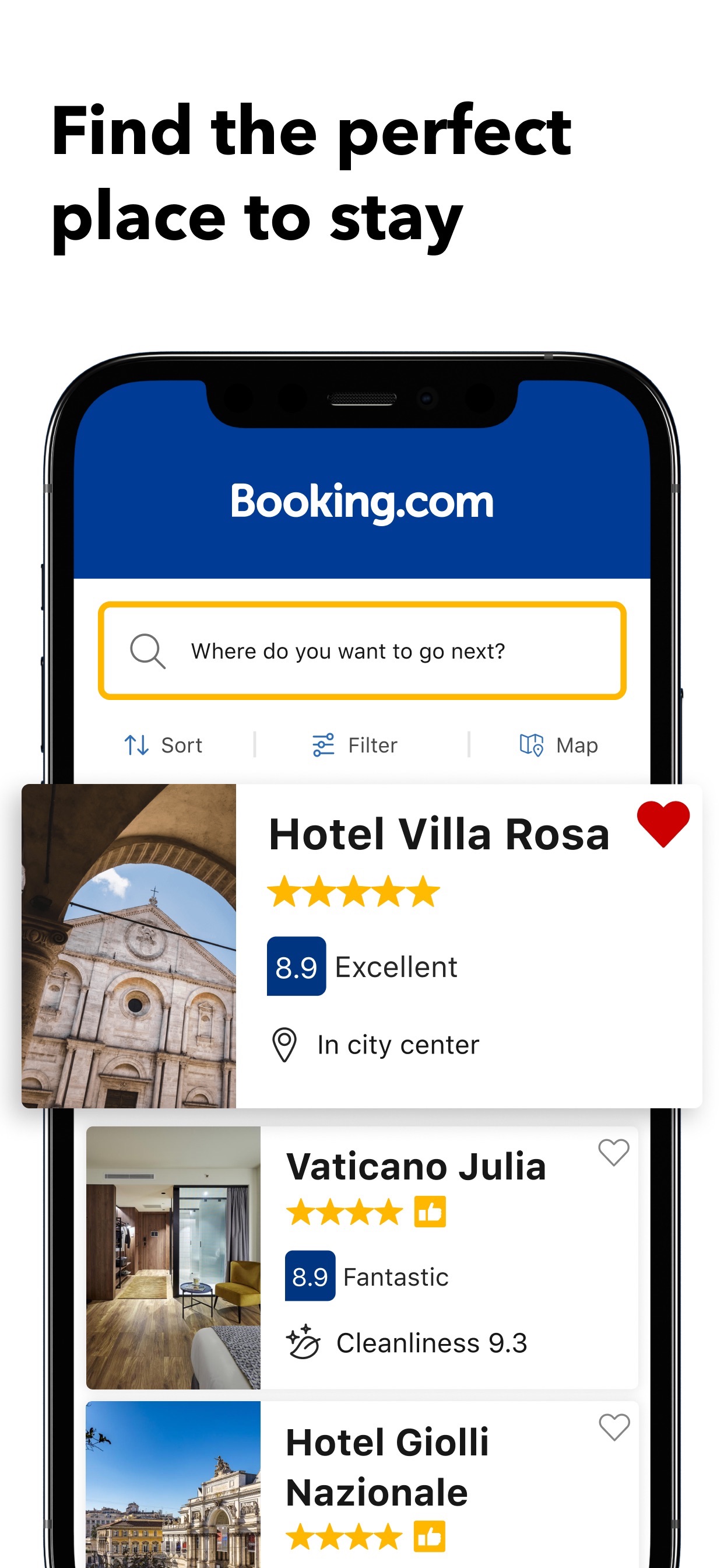 Booking.com App Store screenshot: Find the perfect place to stay