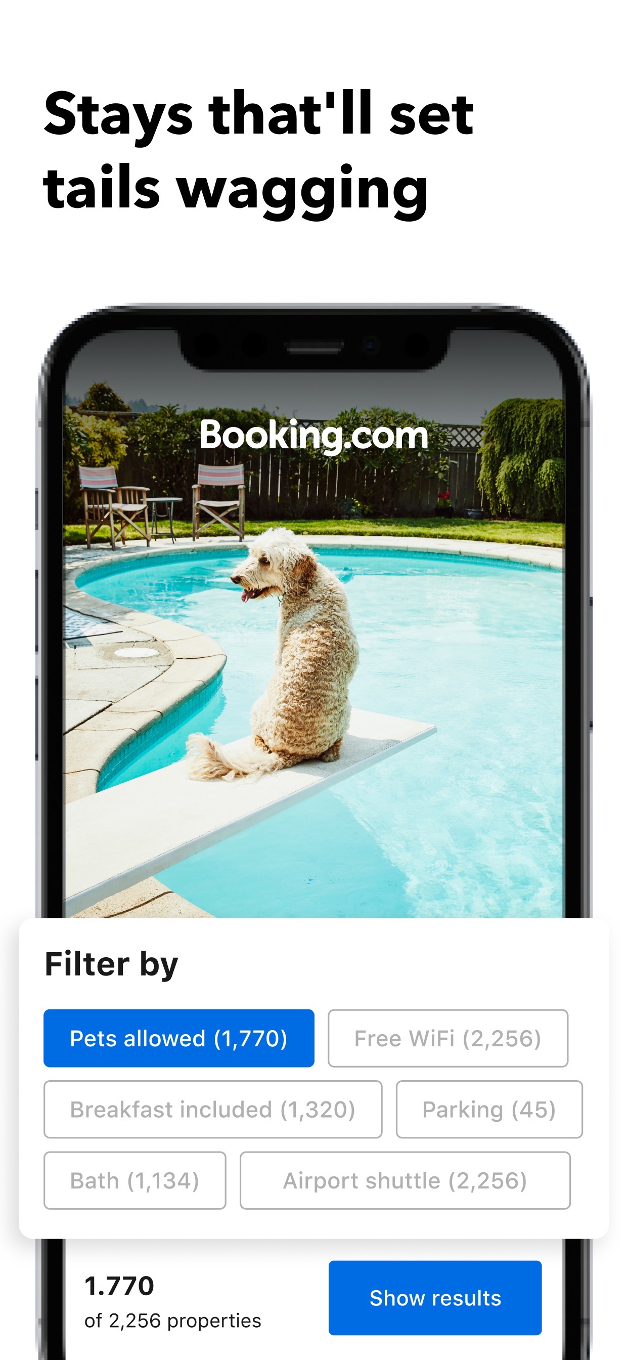 Booking.com App Store screenshot 7: Stays that'll set tails wagging