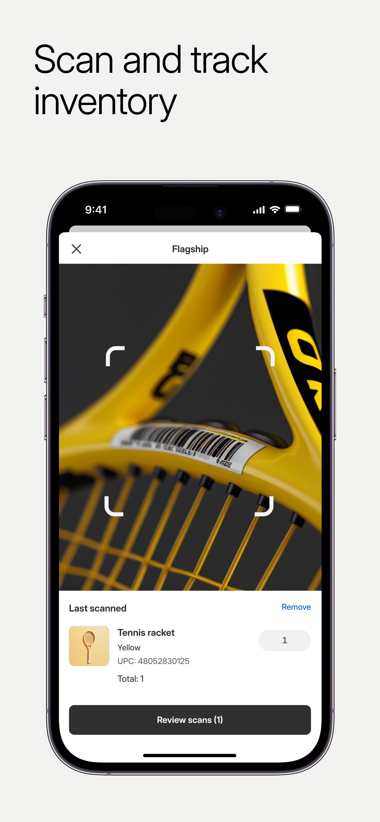 Shopify App Store screenshot 10: Scan and track inventory