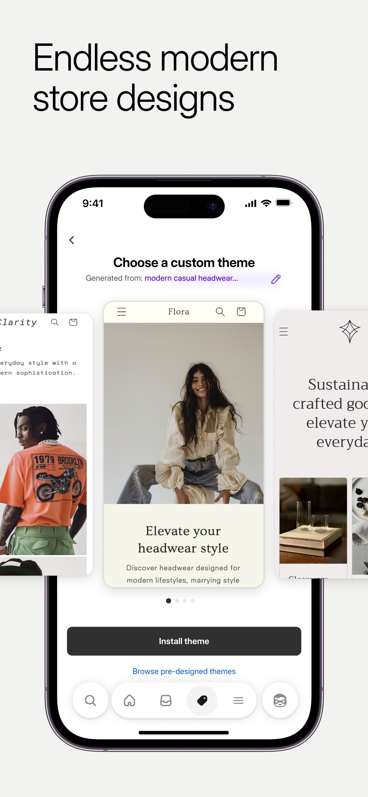 Shopify App Store screenshot: Endless modern store designs
