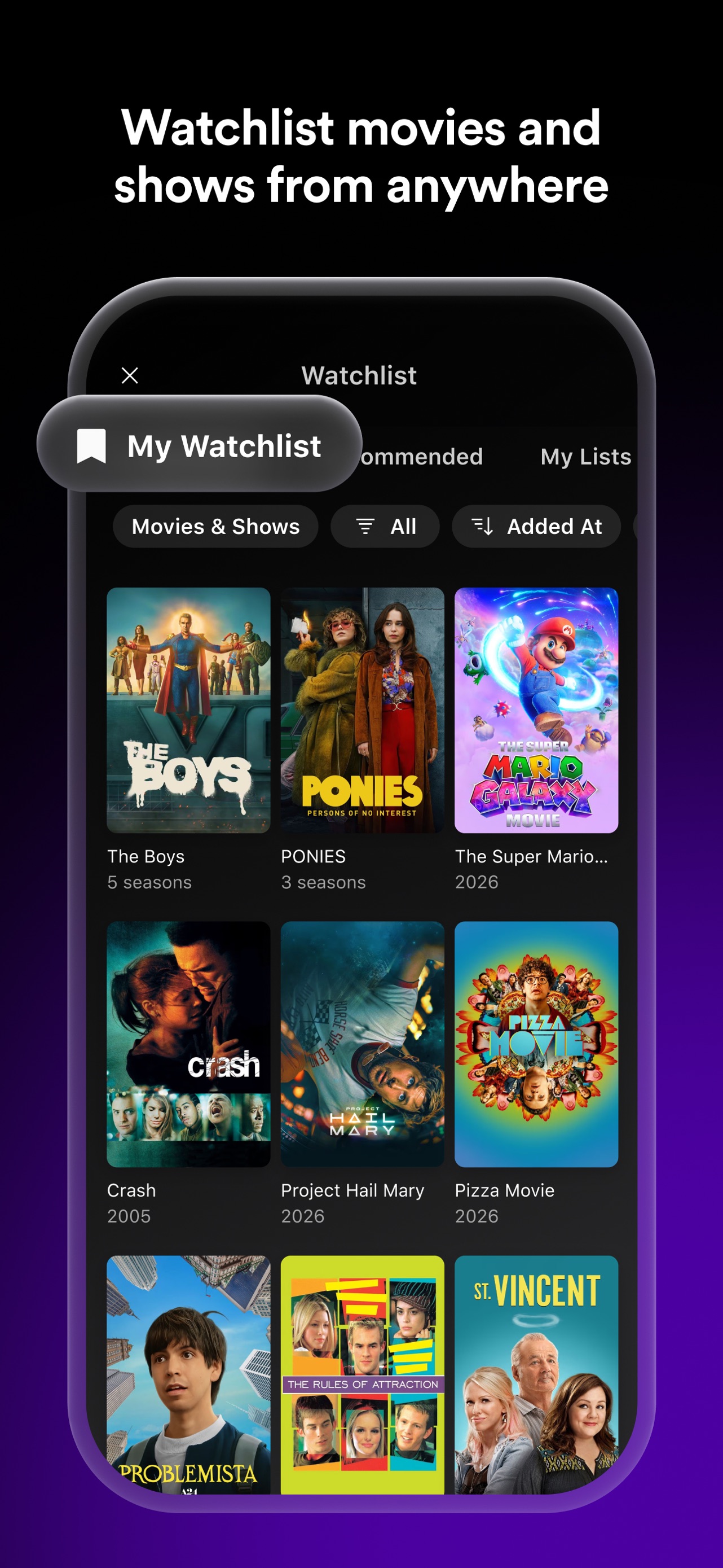 Plex App Store screenshot: Watchlist movies and shows from anywhere