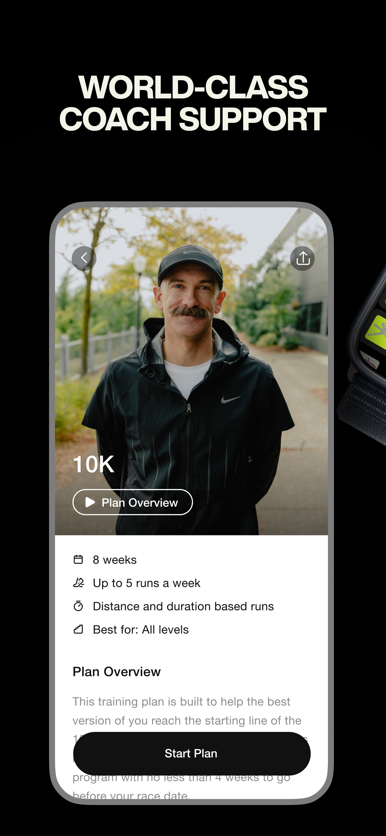 Nike Run Club App Store screenshot: WORLD-CLASS COACH SUPPORT