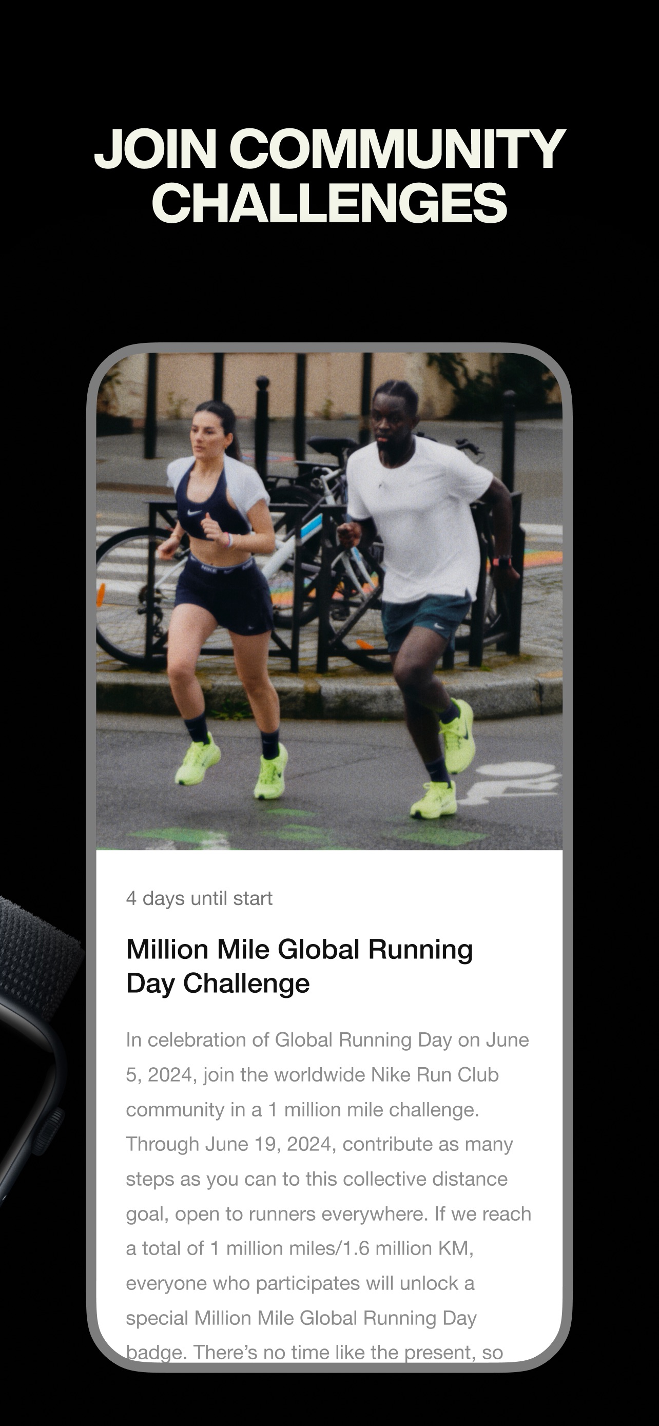 Nike Run Club App Store screenshot 7: JOIN COMMUNITY CHALLENGES