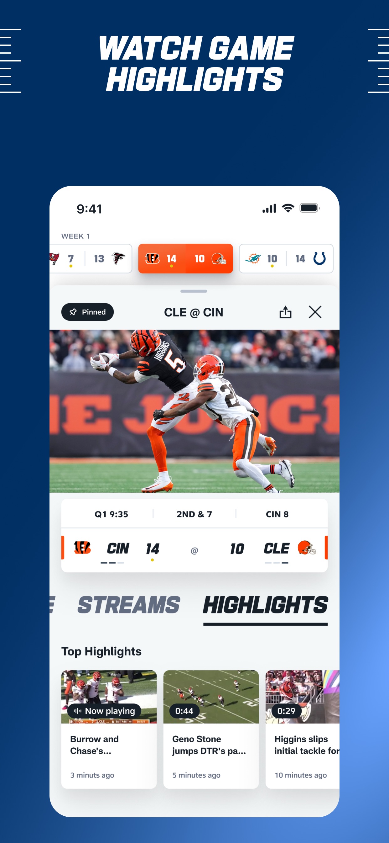 NFL App Store screenshot 7: WATCH GAME HIGHLIGHTS