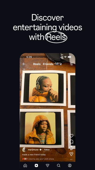 Instagram App Store screenshot: Discover entertaining videos with Reels