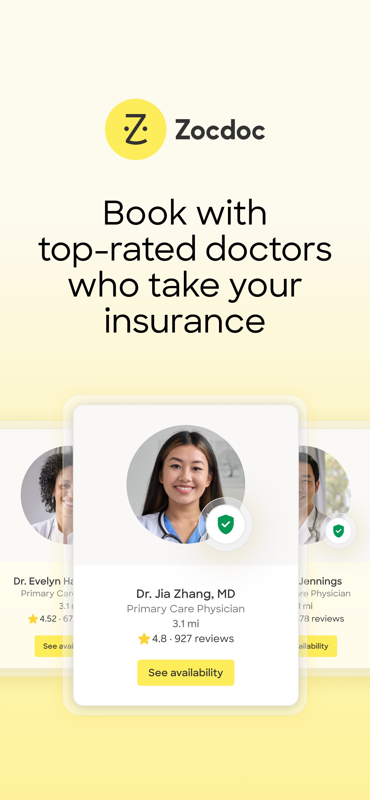 Zocdoc App Store screenshot: Book with top-rated doctors who take your insurance