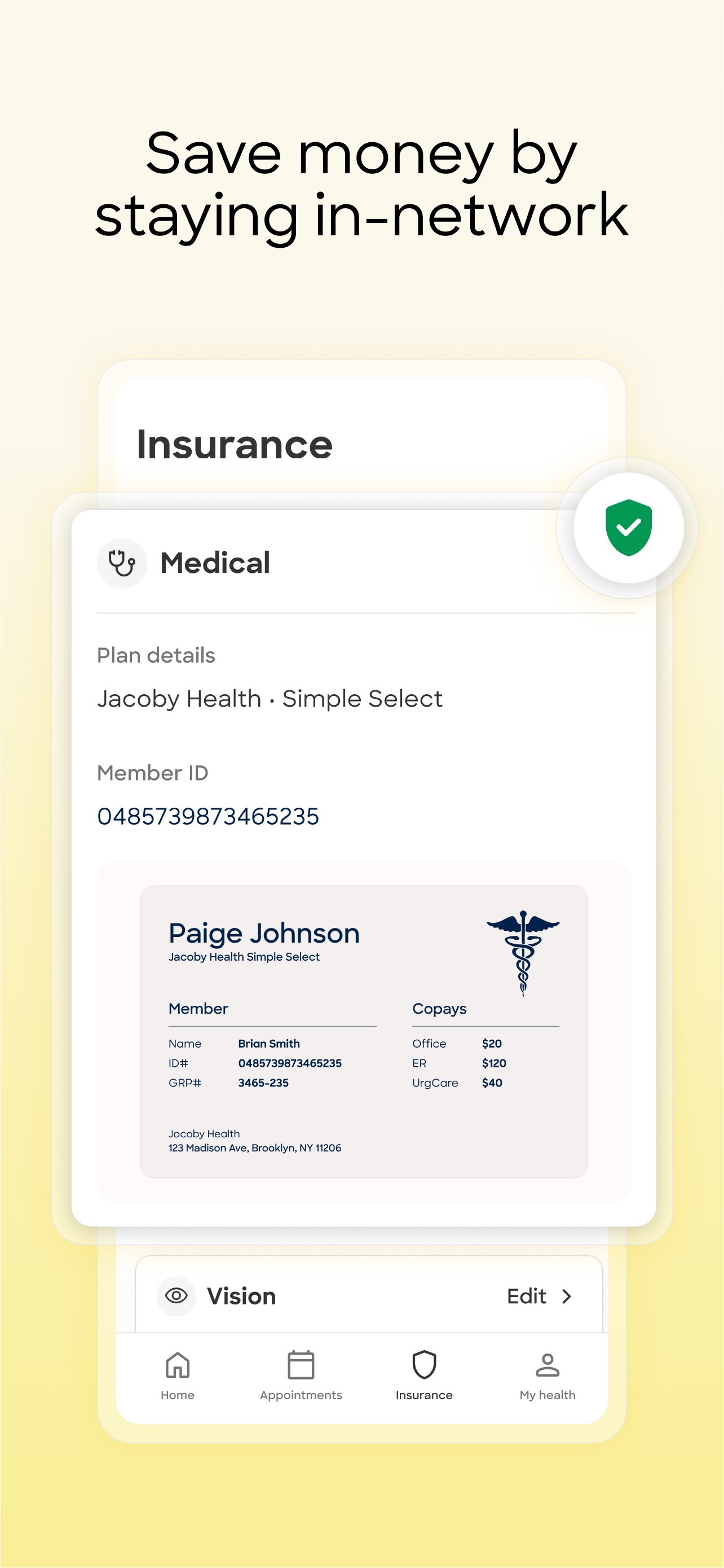 Zocdoc App Store screenshot 5: Save money by staying in-network