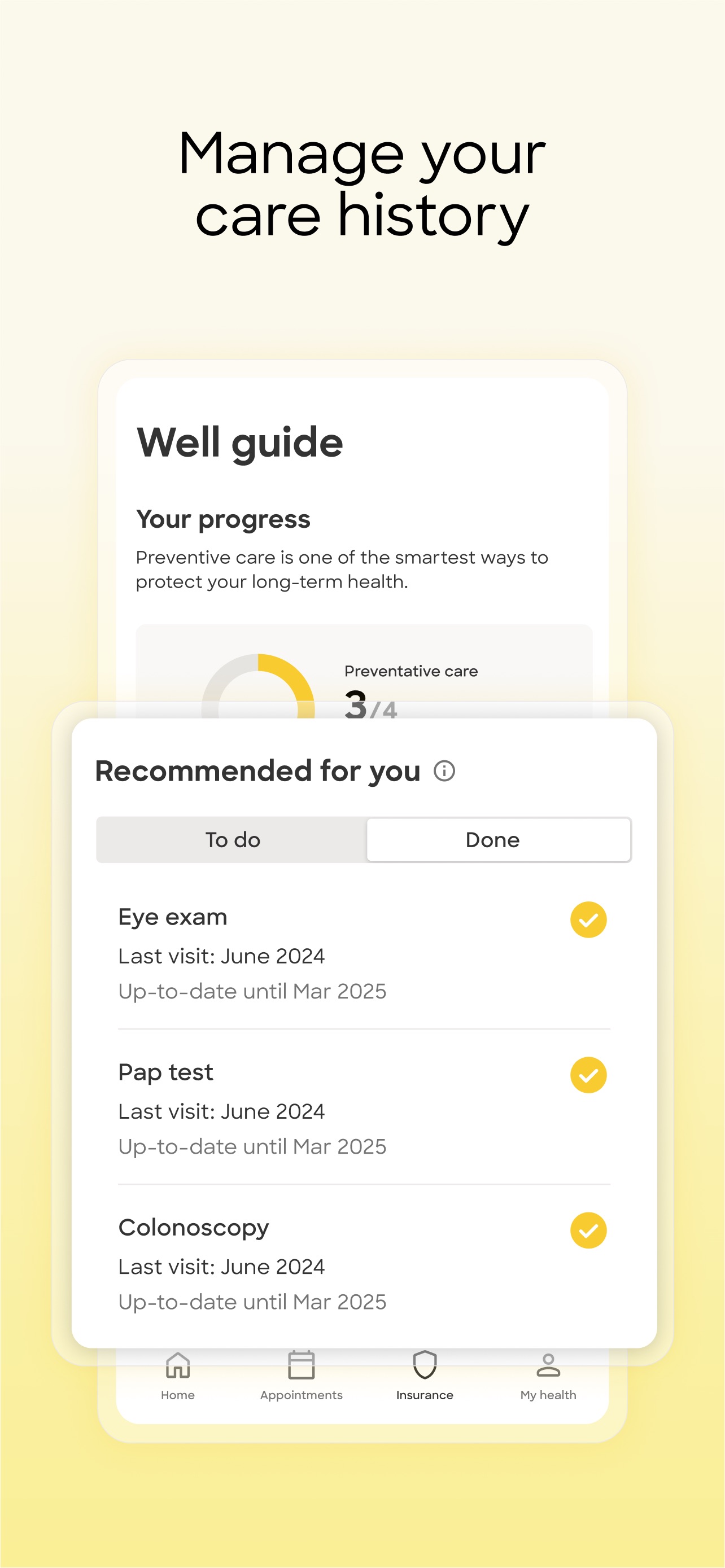 Zocdoc App Store screenshot 6: Manage your care history