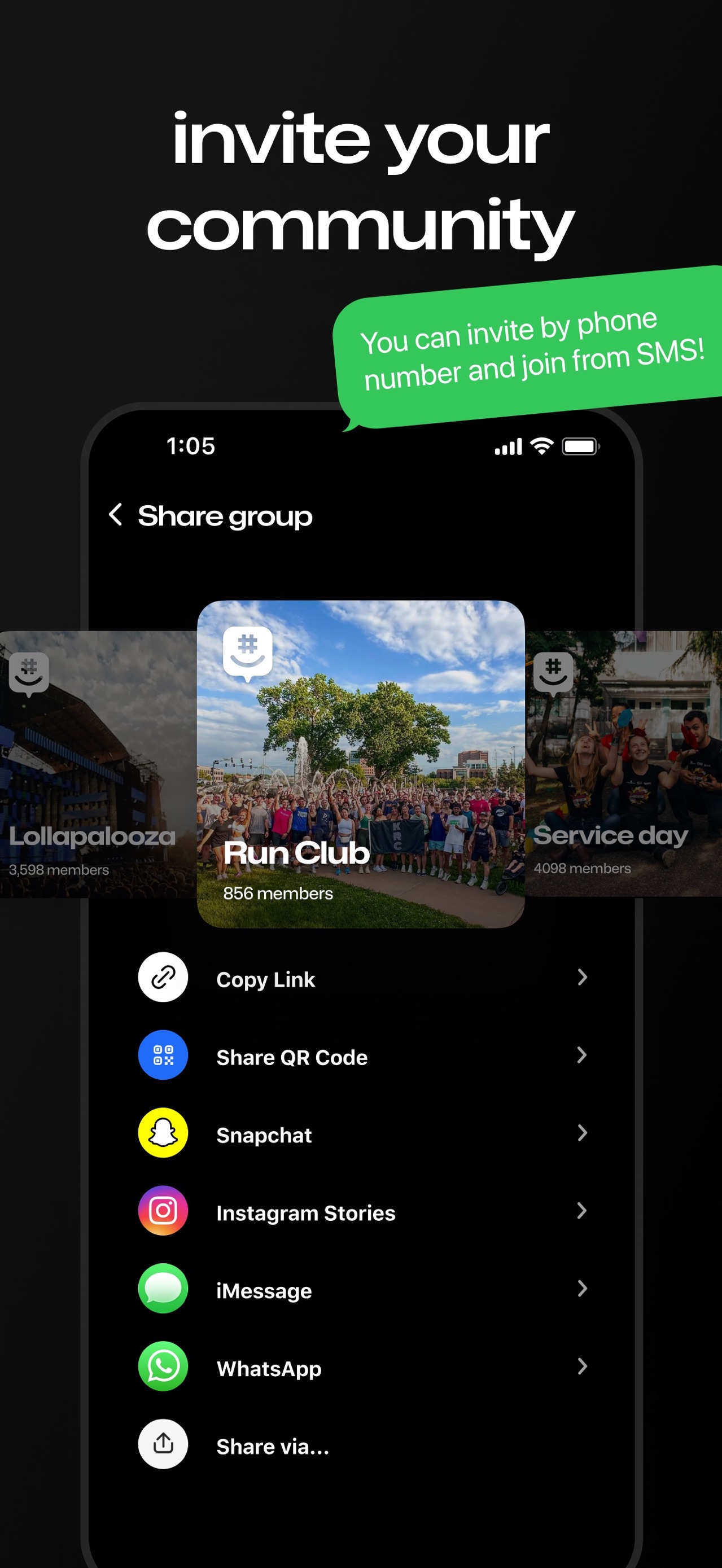 GroupMe App Store screenshot 6: invite your community