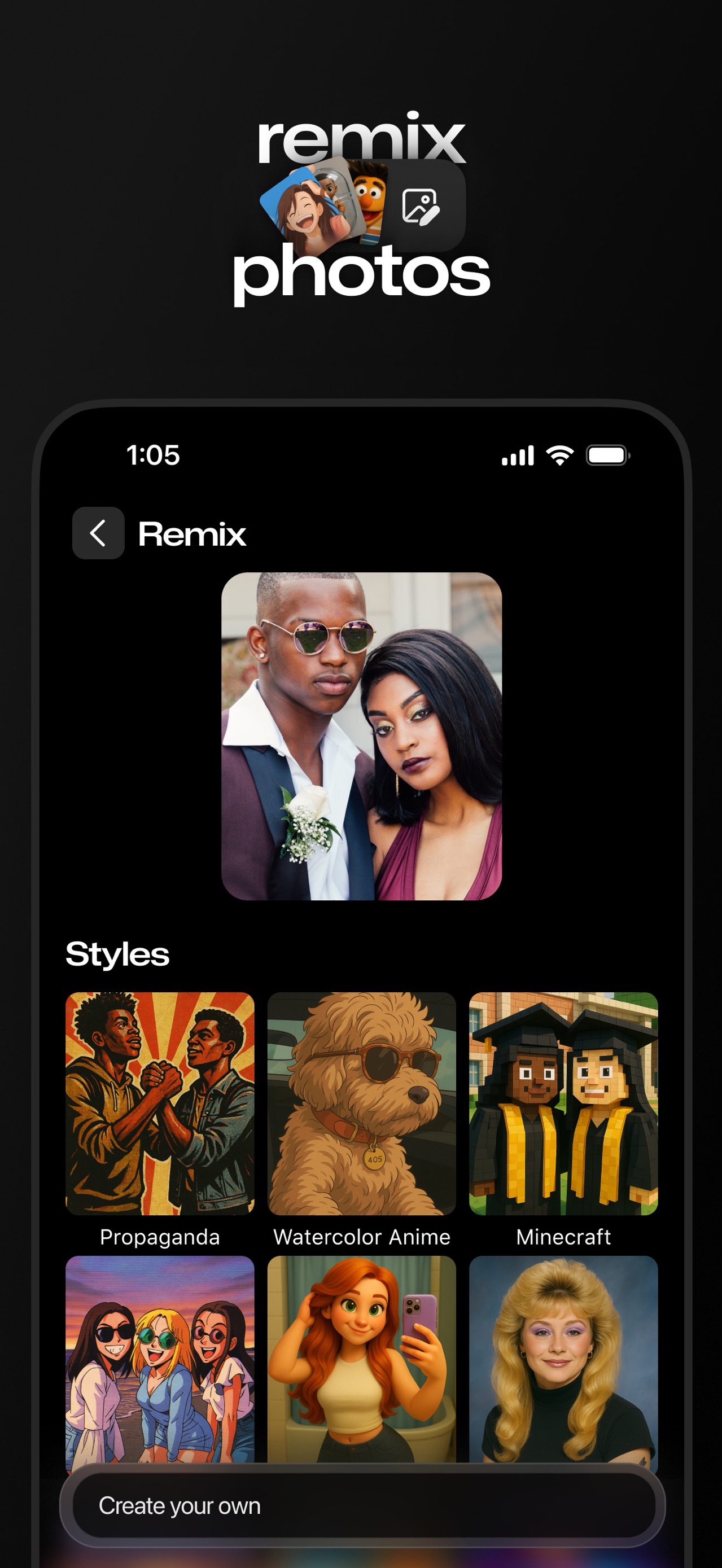 GroupMe App Store screenshot: remix photos