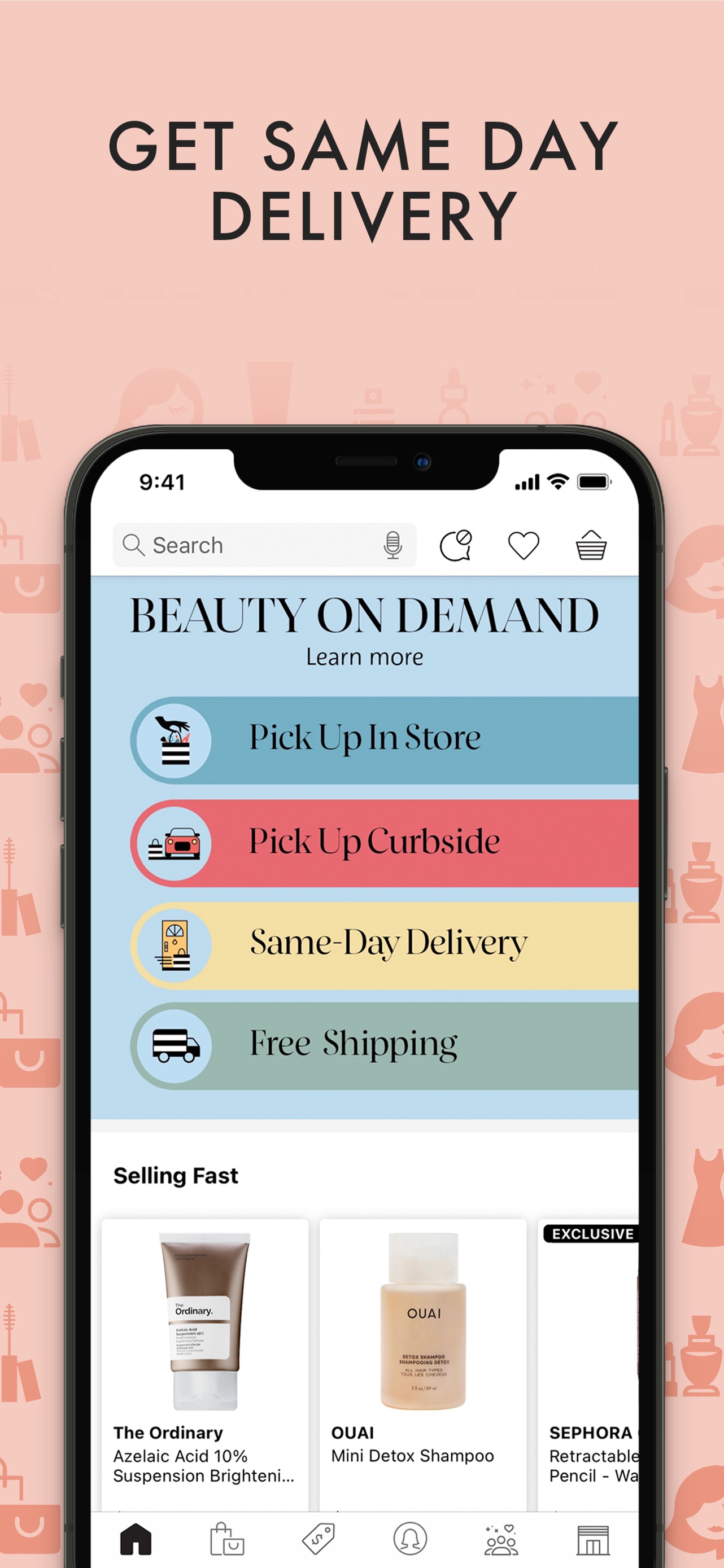 Sephora App Store screenshot: GET SAME DAY DELIVERY