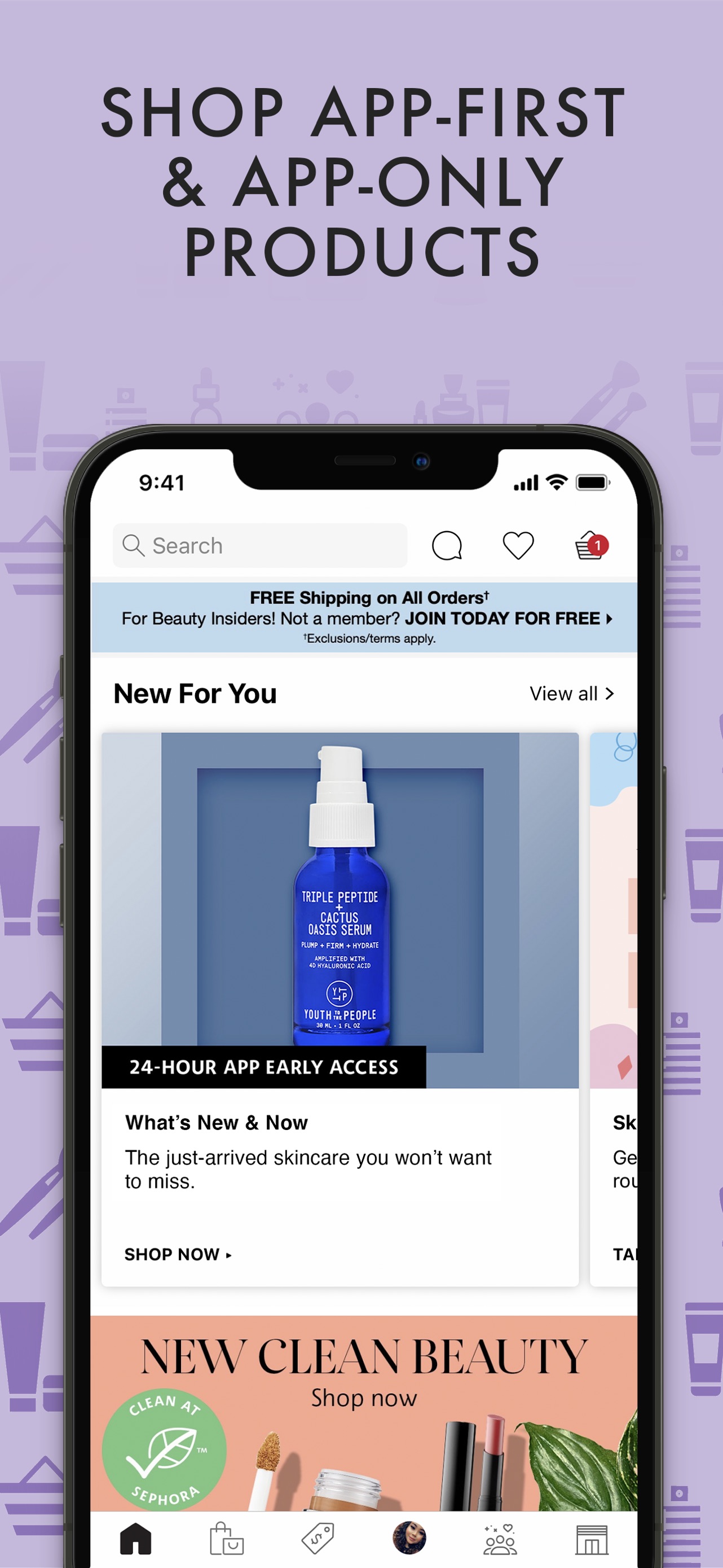 Sephora App Store screenshot: SHOP APP-FIRST & APP-ONLY PRODUCTS