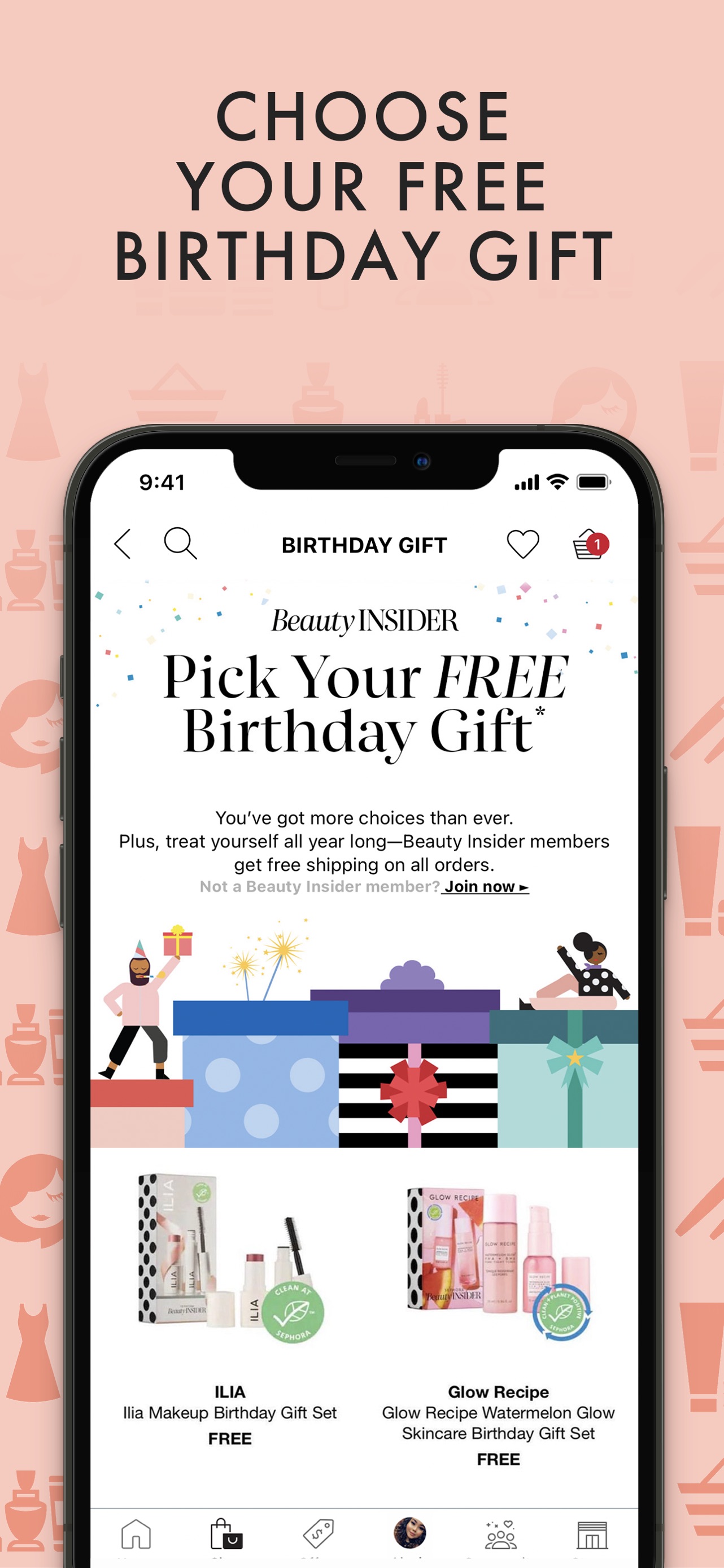 Sephora App Store screenshot 6: CHOOSE YOUR FREE BIRTHDAY GIFT