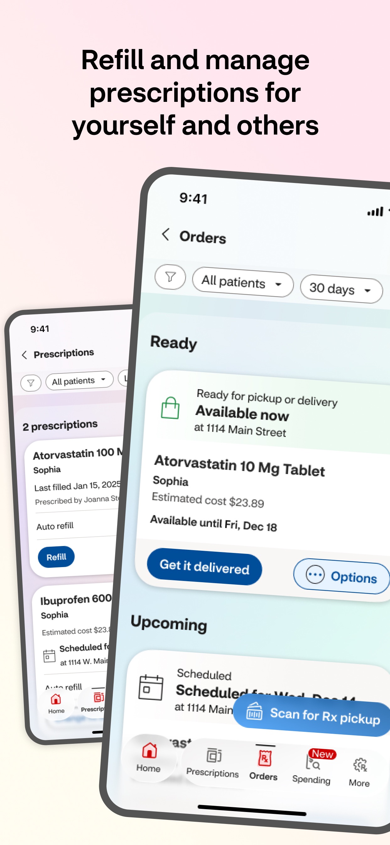 CVS Health App Store screenshot: Refill and manage prescriptions for yourself and others