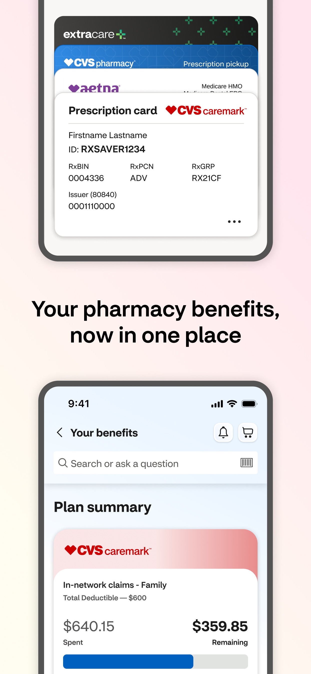 CVS Health App Store screenshot: Your pharmacy benefits, now in one place